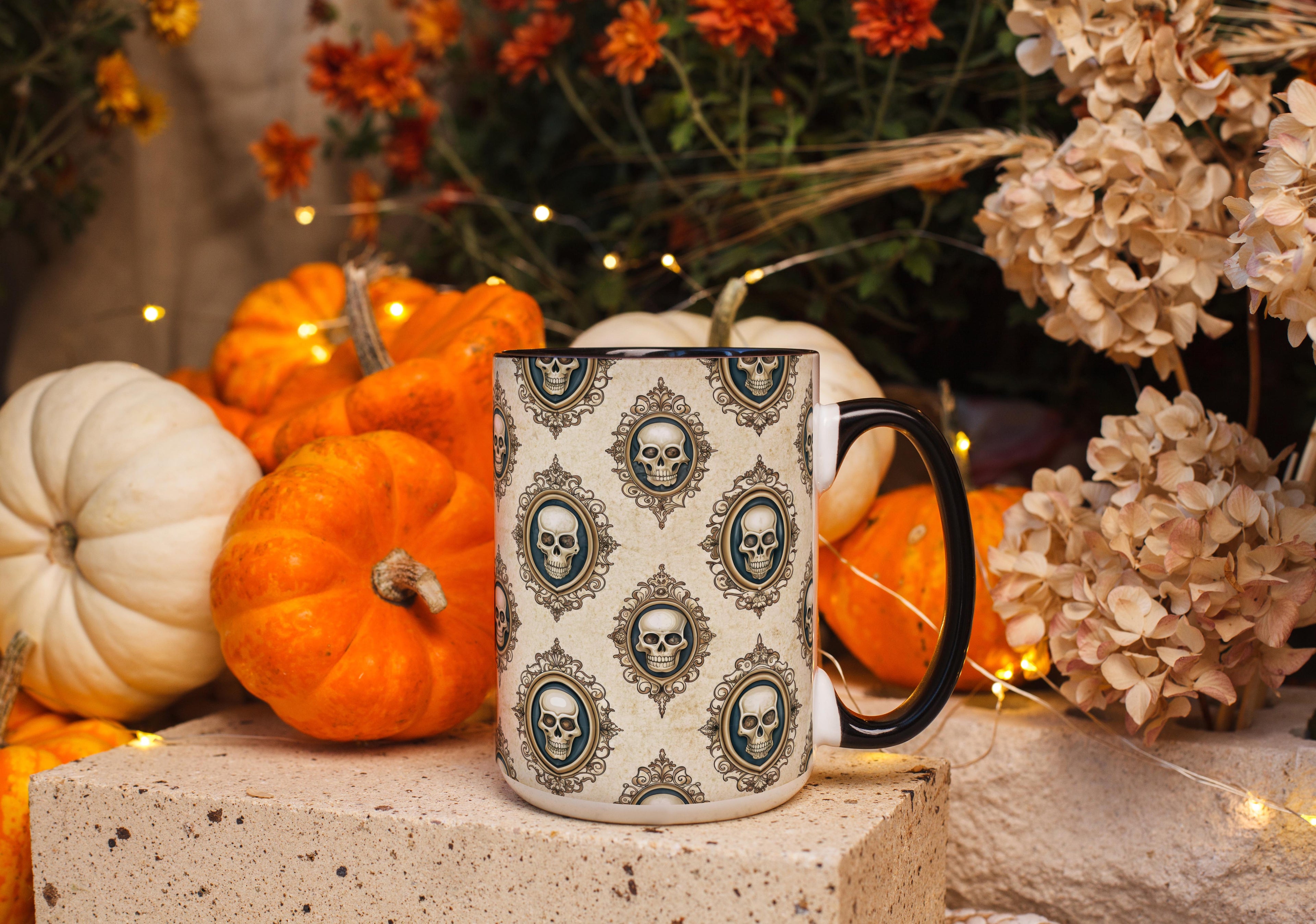 Skull Wallpaper Pattern - Halloween Mug