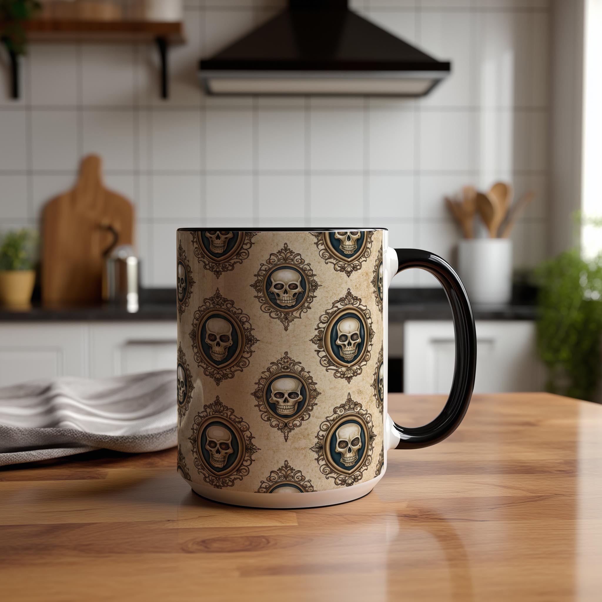 Skull Wallpaper Pattern - Halloween Mug