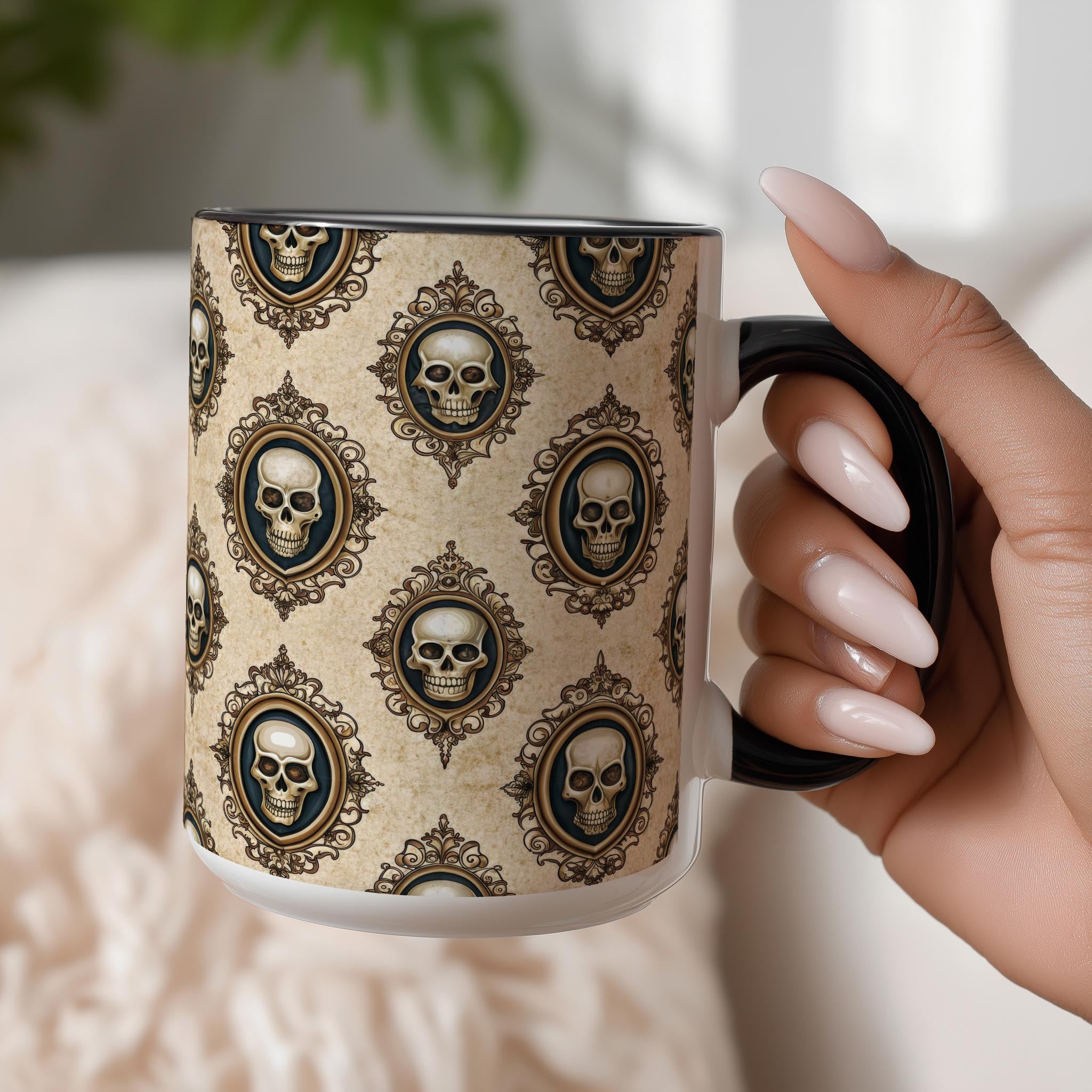 Skull Wallpaper Pattern - Halloween Mug