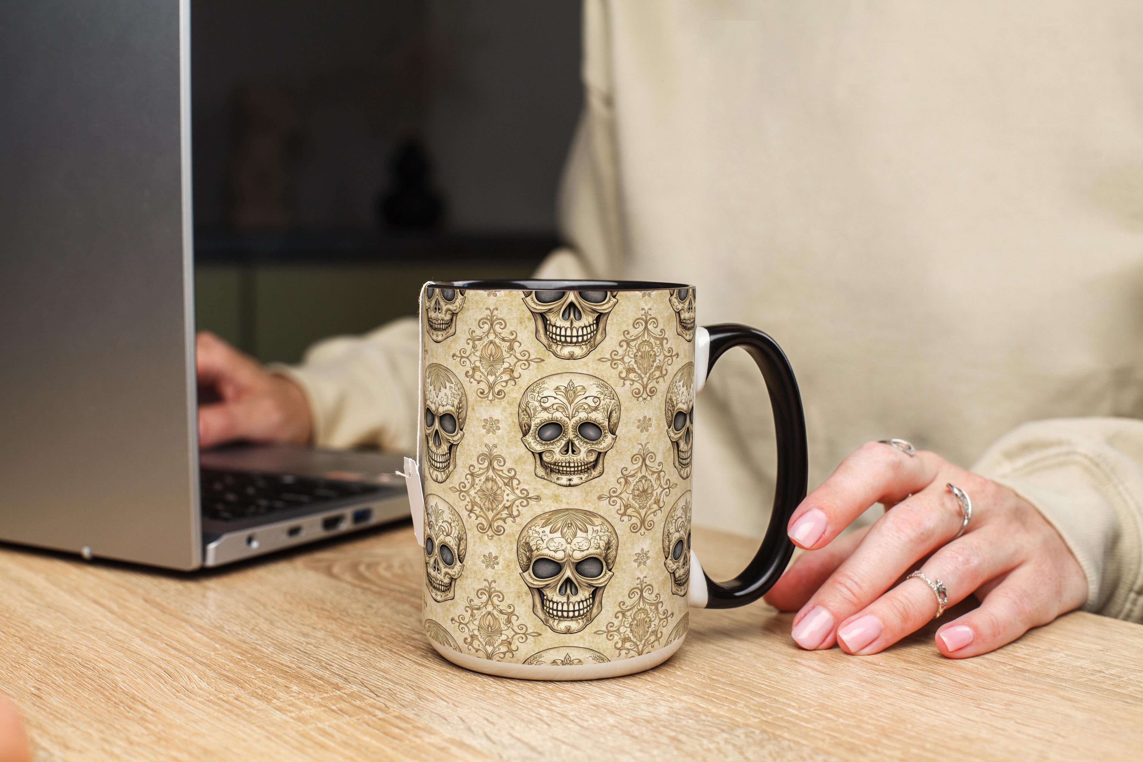 Skeleton Wallpaper Pattern - Halloween Mug