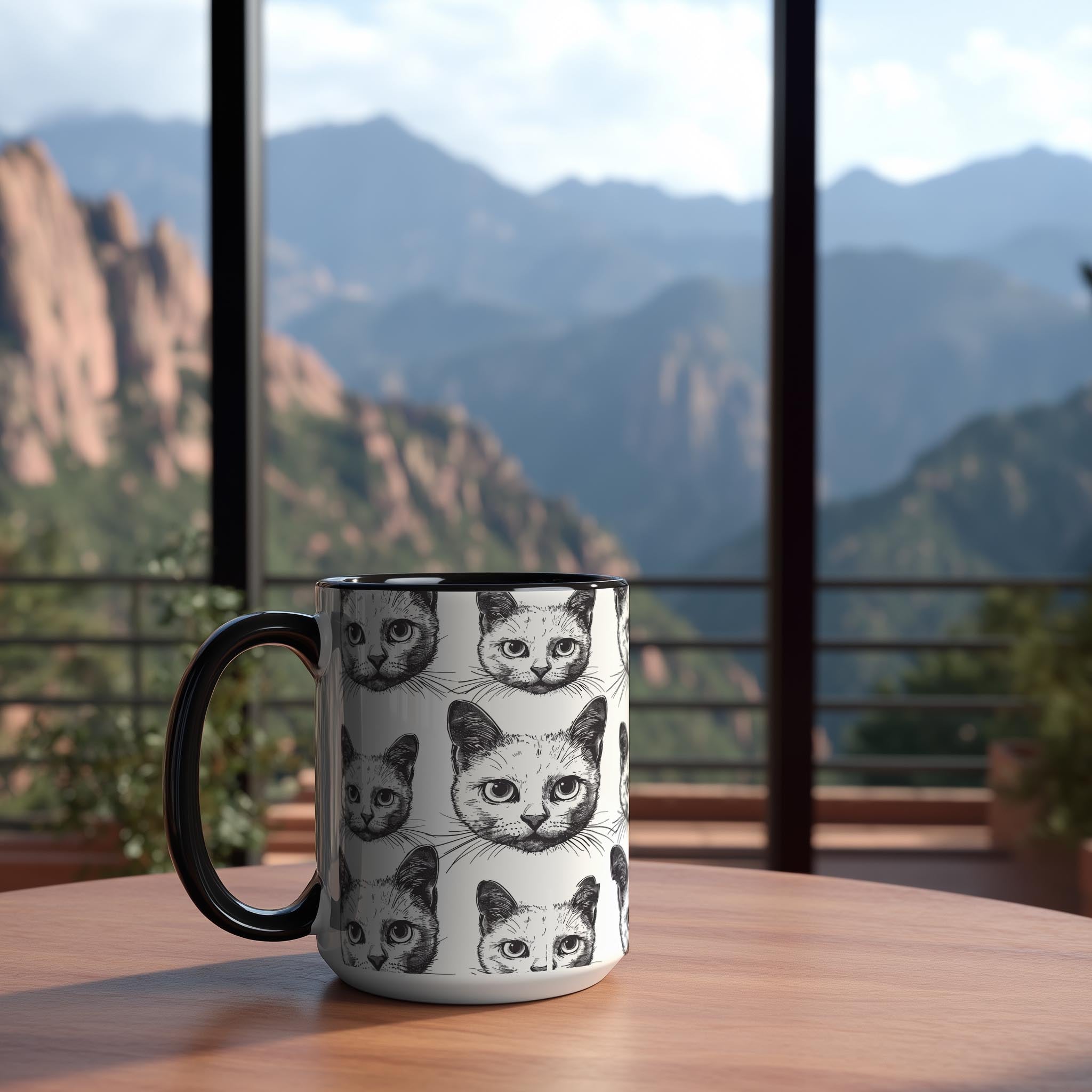 White Cat Heads Patter - Pet Lovers Mug