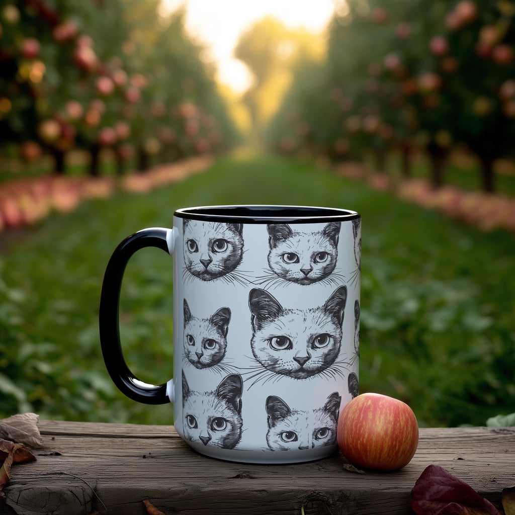 White Cat Heads Patter - Pet Lovers Mug