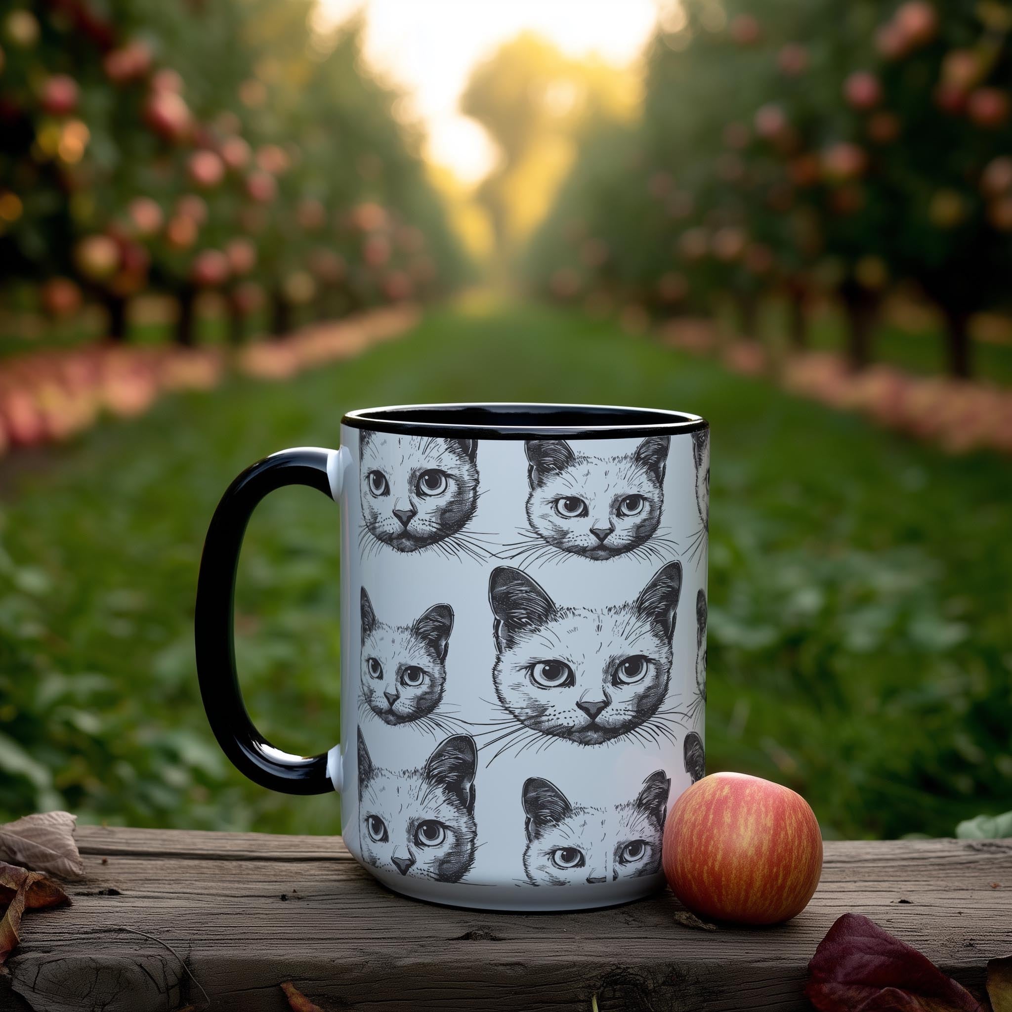 White Cat Heads Patter - Pet Lovers Mug