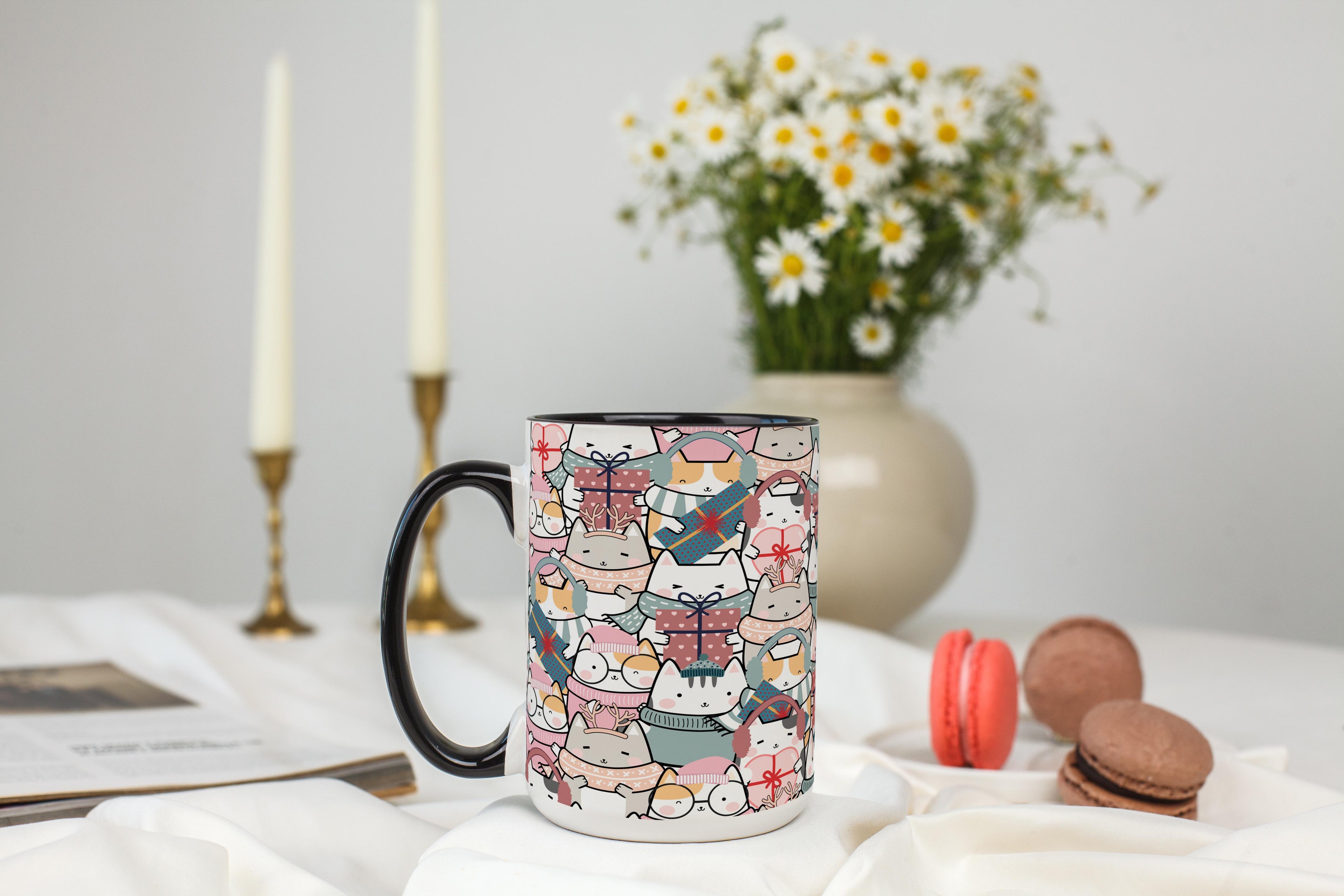 Christmas Ready Doodle Cats!  - Pet Lovers Mug