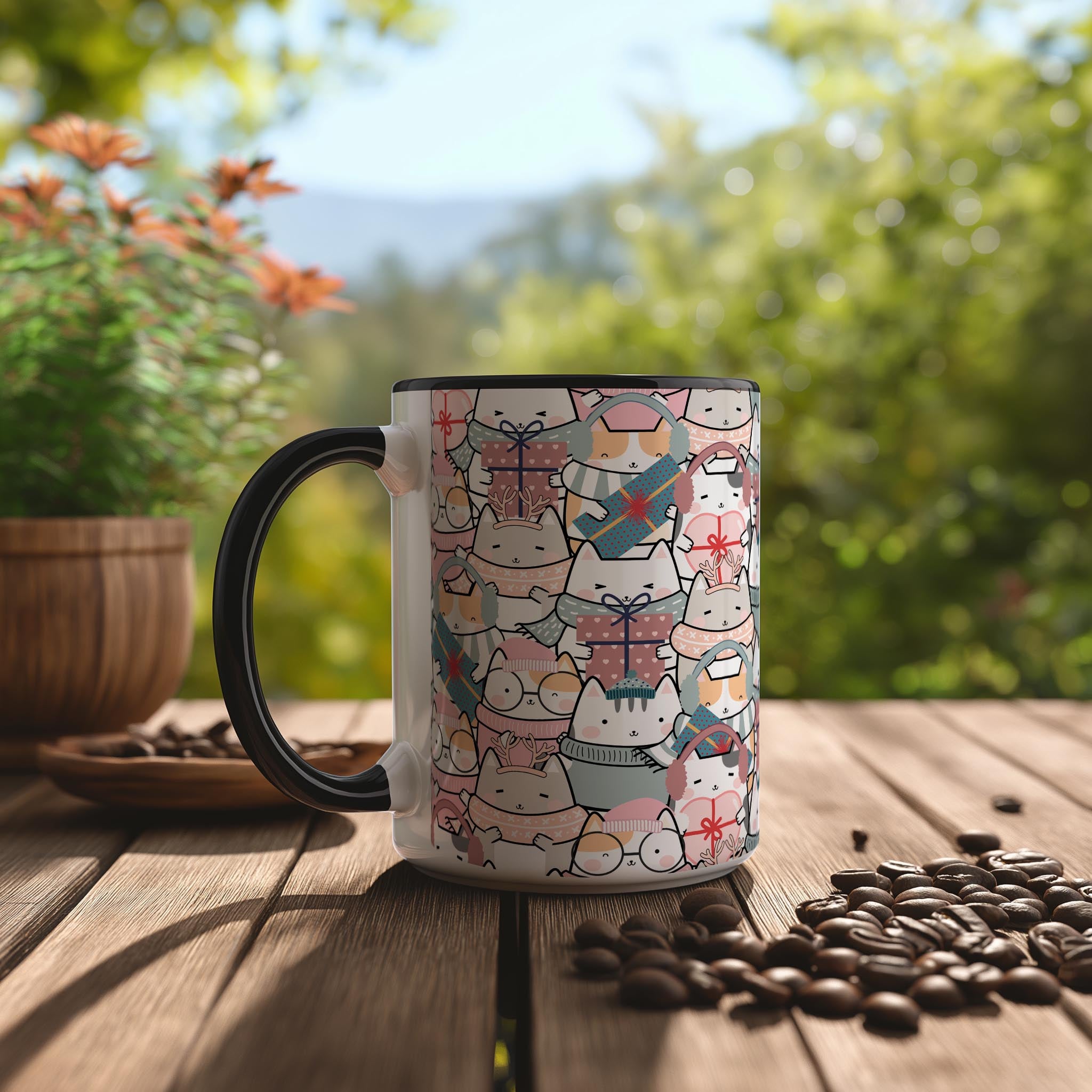 Christmas Ready Doodle Cats!  - Pet Lovers Mug