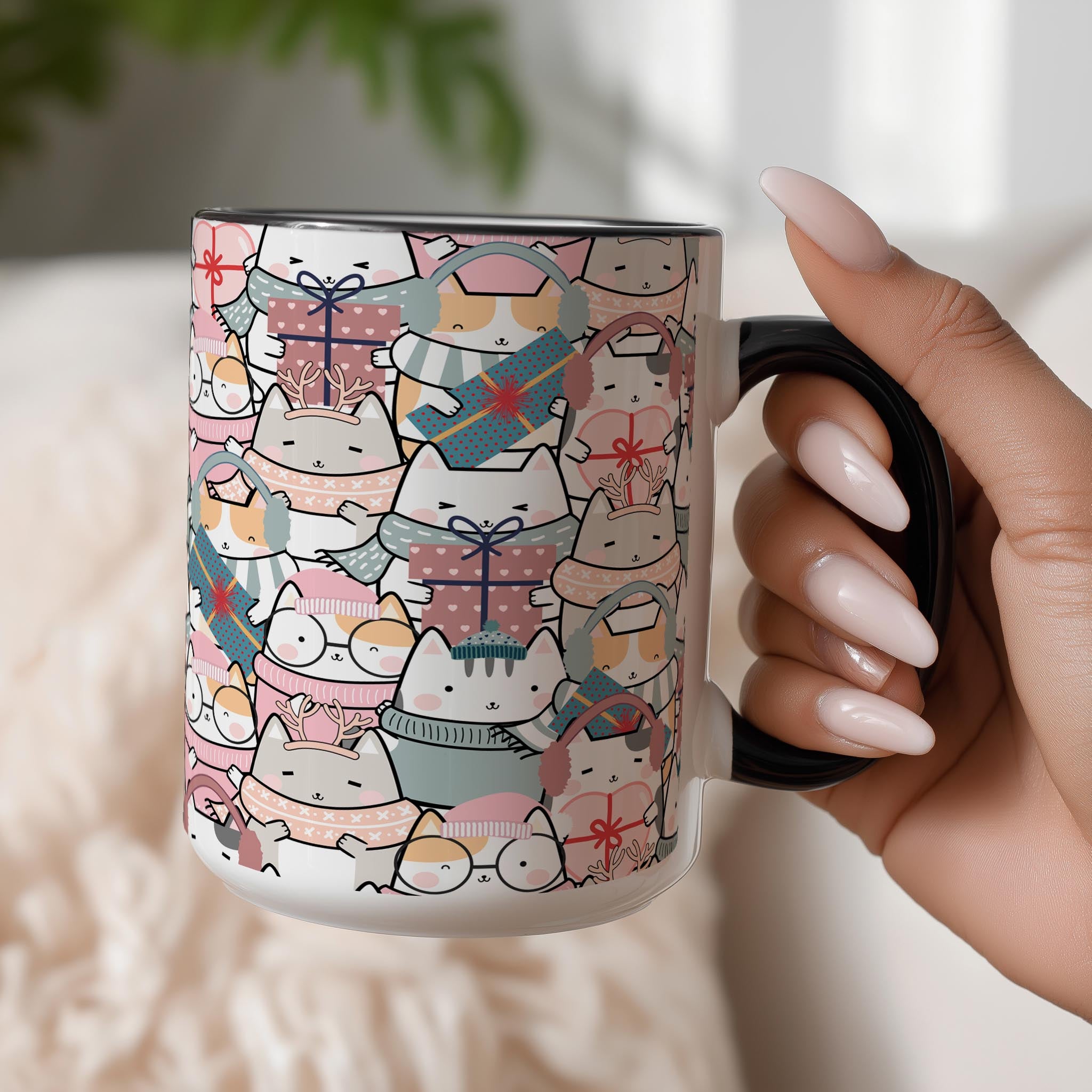 Christmas Ready Doodle Cats!  - Pet Lovers Mug