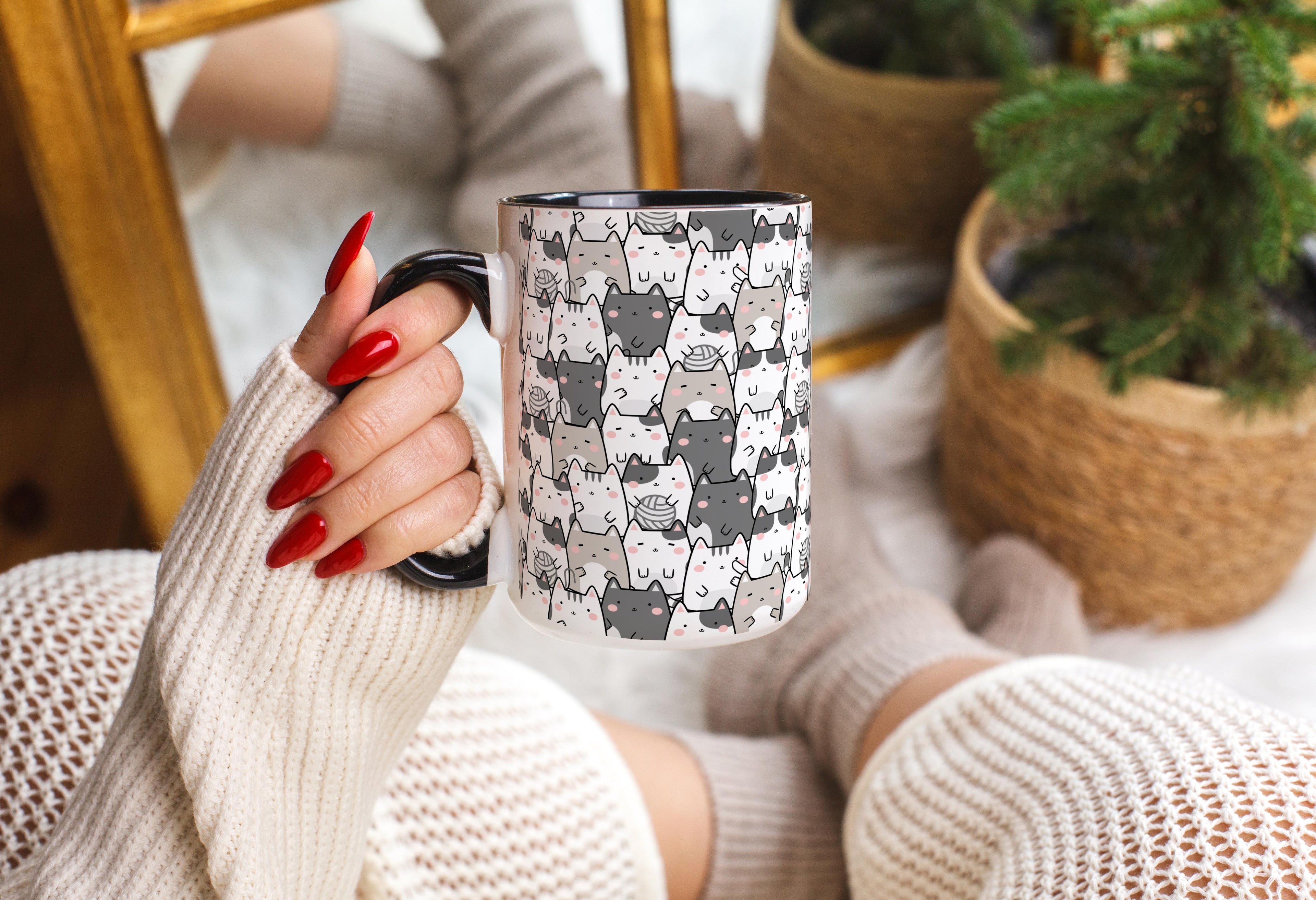 Doodle Cats with Yarn - Pet Lovers Mug