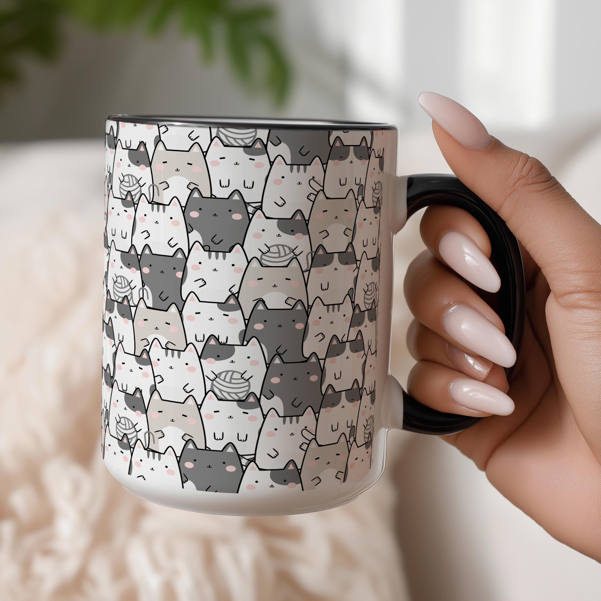 Doodle Cats with Yarn - Pet Lovers Mug