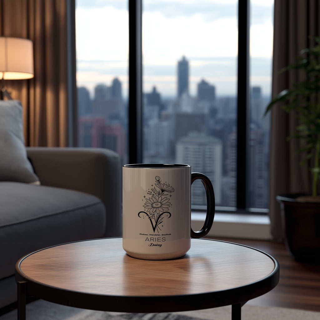 Zodiac Sign and Flower - Aries - Daisy - Birth Month Flower Mug