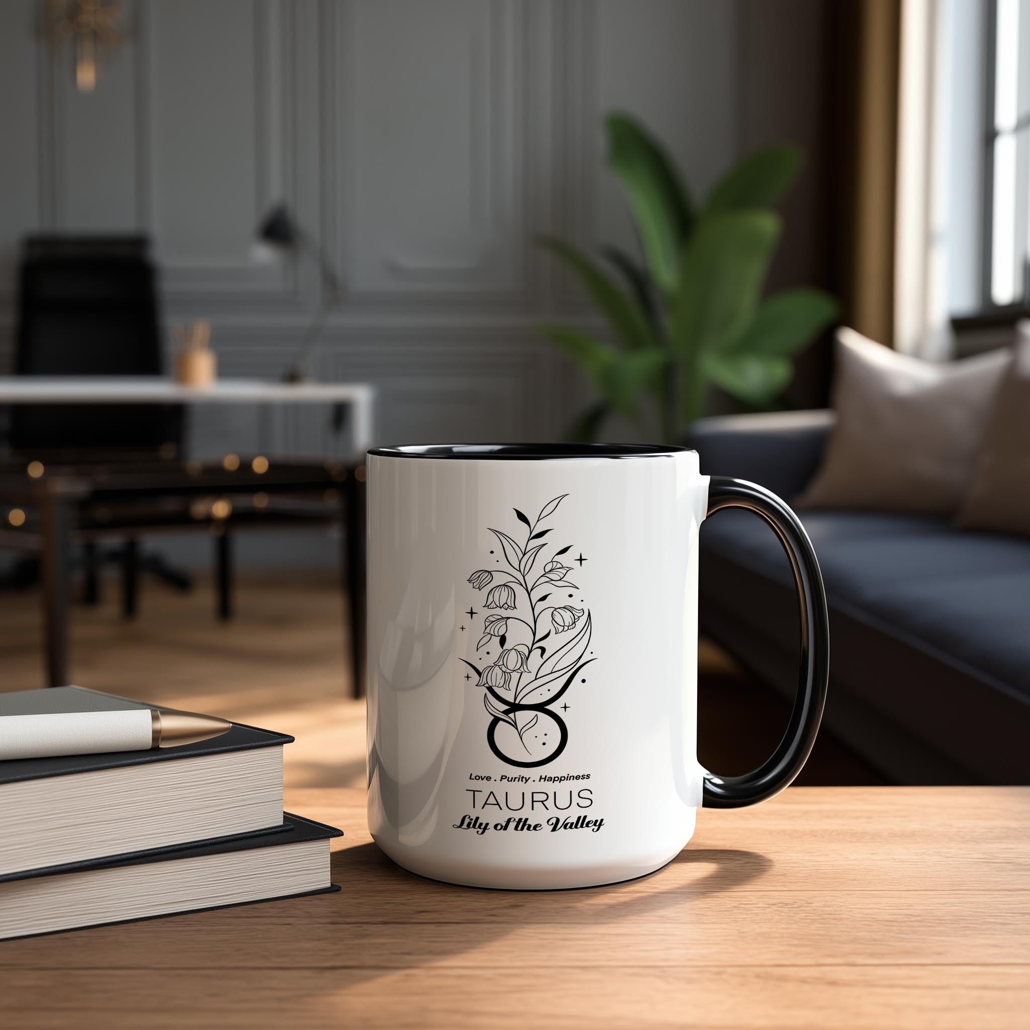 Zodiac Sign and Flower - Taurus - Lily of the Valley - Birth Month Flower Mug