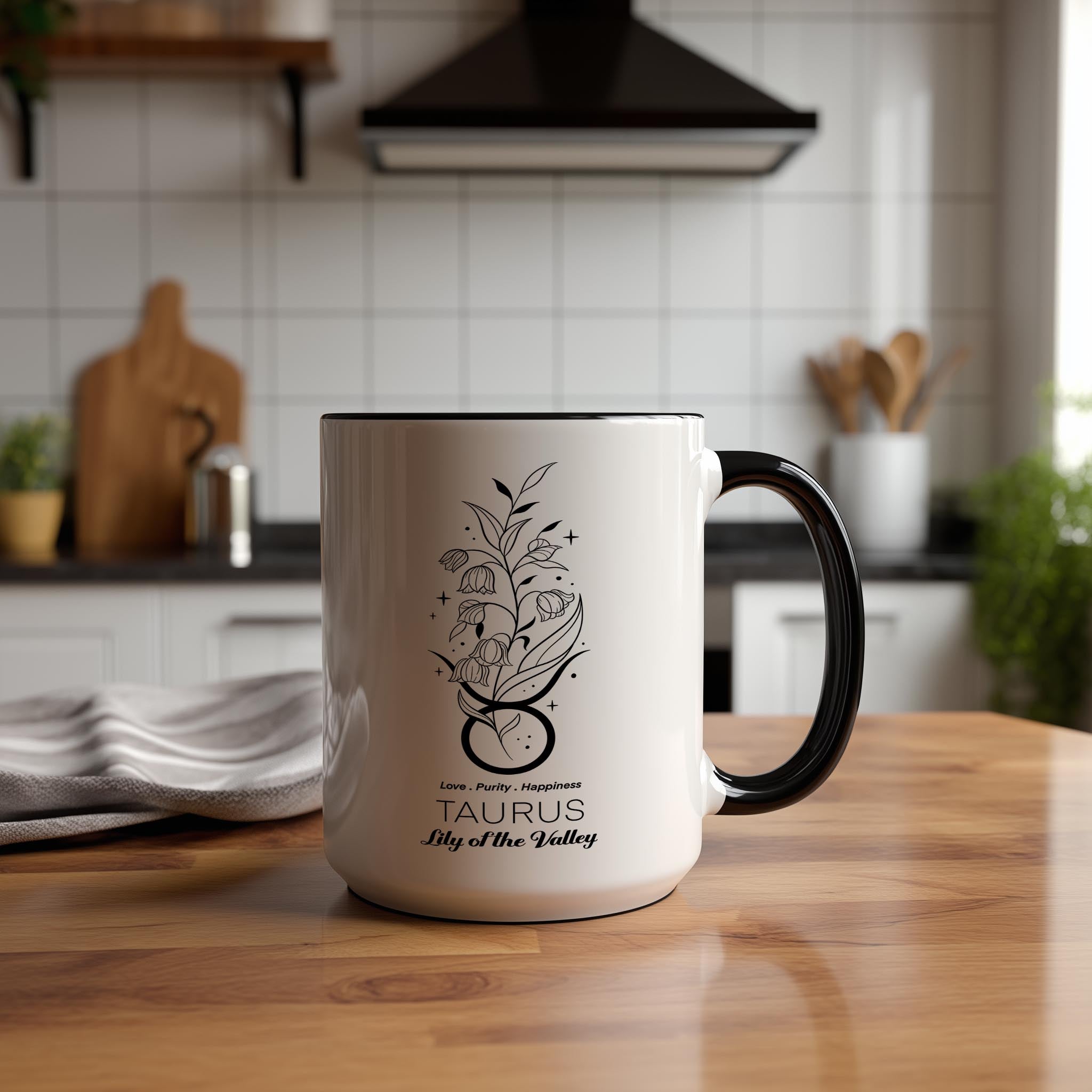 Zodiac Sign and Flower - Taurus - Lily of the Valley - Birth Month Flower Mug