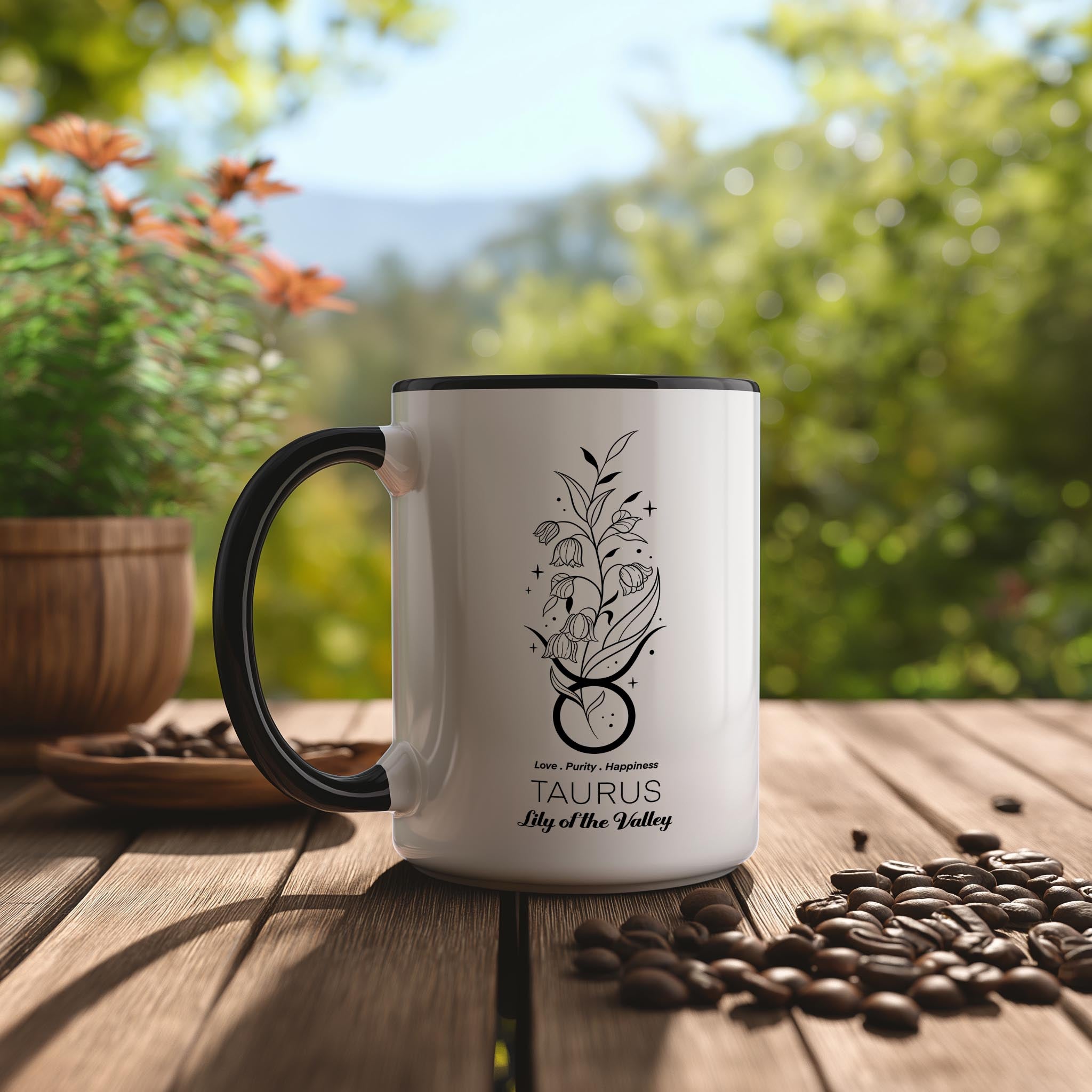 Zodiac Sign and Flower - Taurus - Lily of the Valley - Birth Month Flower Mug