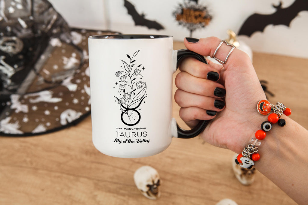 Zodiac Sign and Flower - Taurus - Lily of the Valley - Birth Month Flower Mug