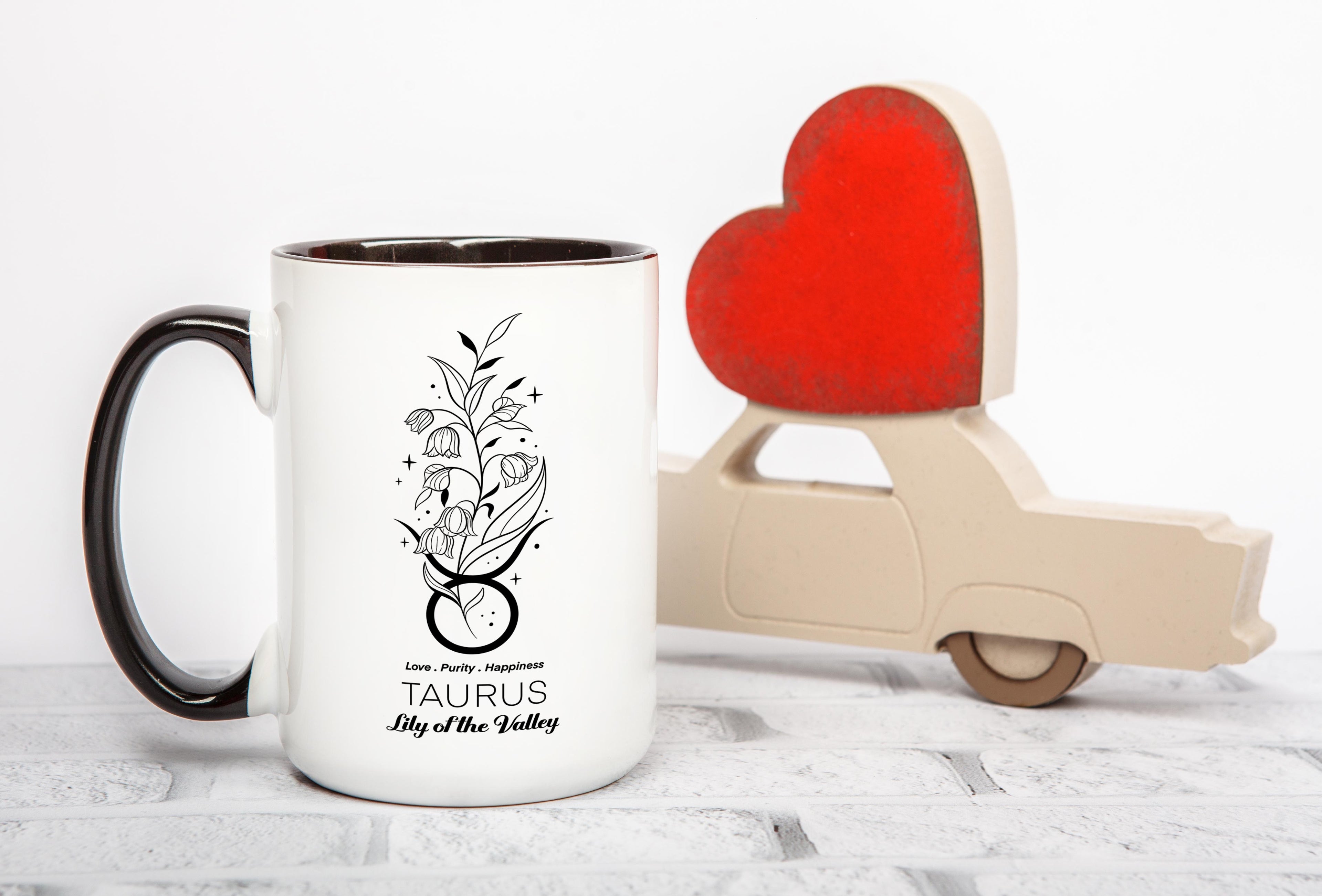 Zodiac Sign and Flower - Taurus - Lily of the Valley - Birth Month Flower Mug