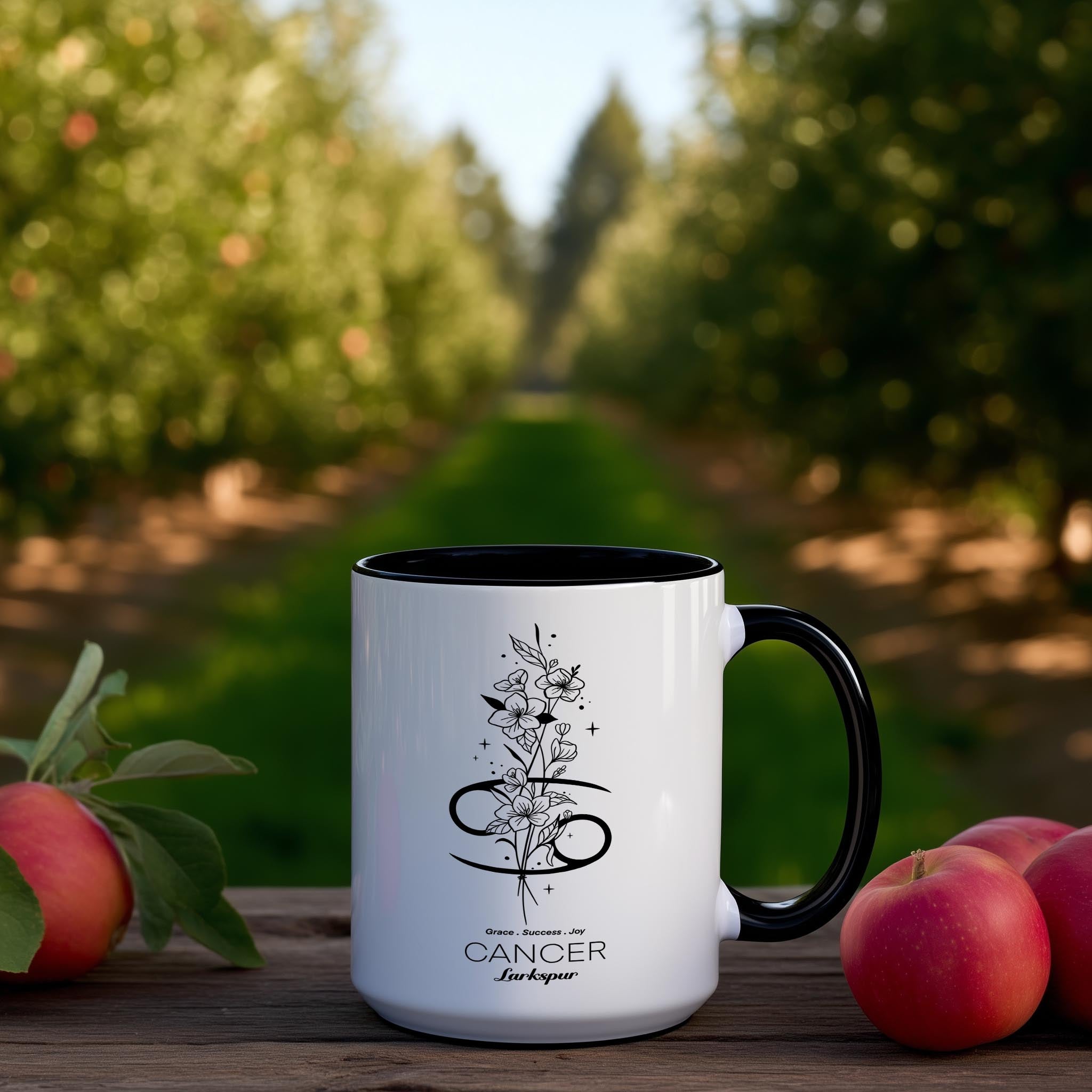 Zodiac Sign and Flower - Cancer - Larkspur - Birth Month Flower Mug