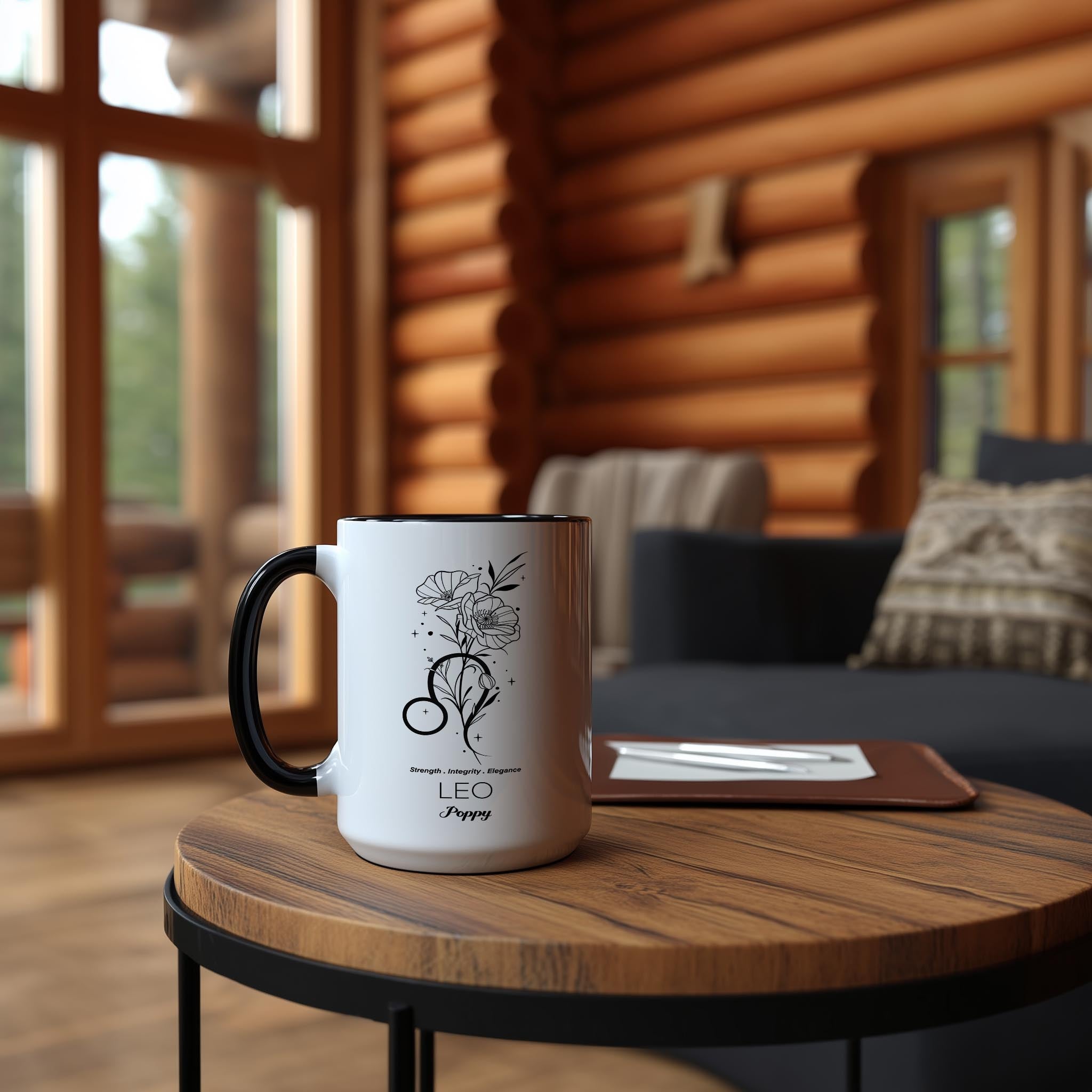 Zodiac Sign and Flower - Leo - Poppy - Birth Month Flower Mug