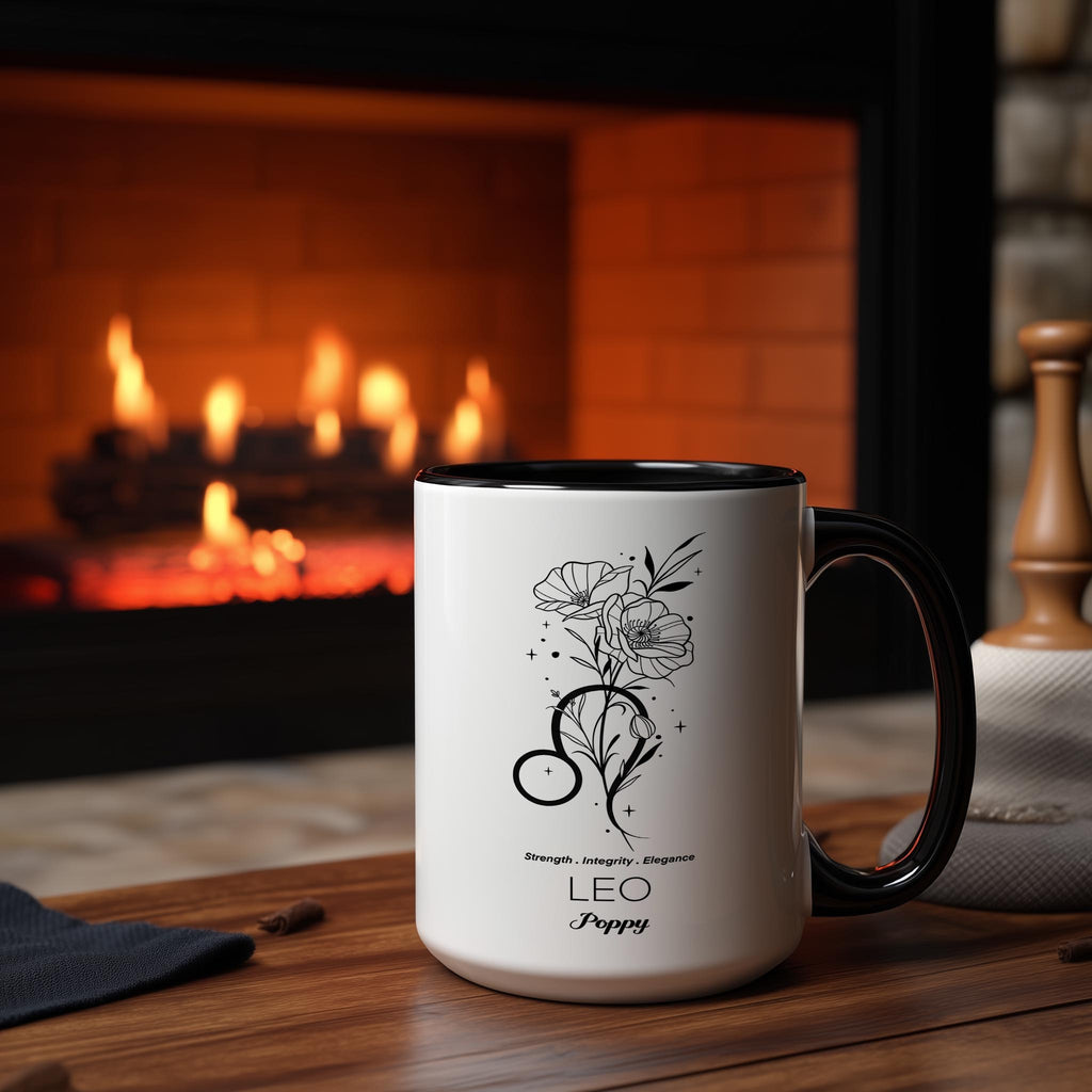 Zodiac Sign and Flower - Leo - Poppy - Birth Month Flower Mug