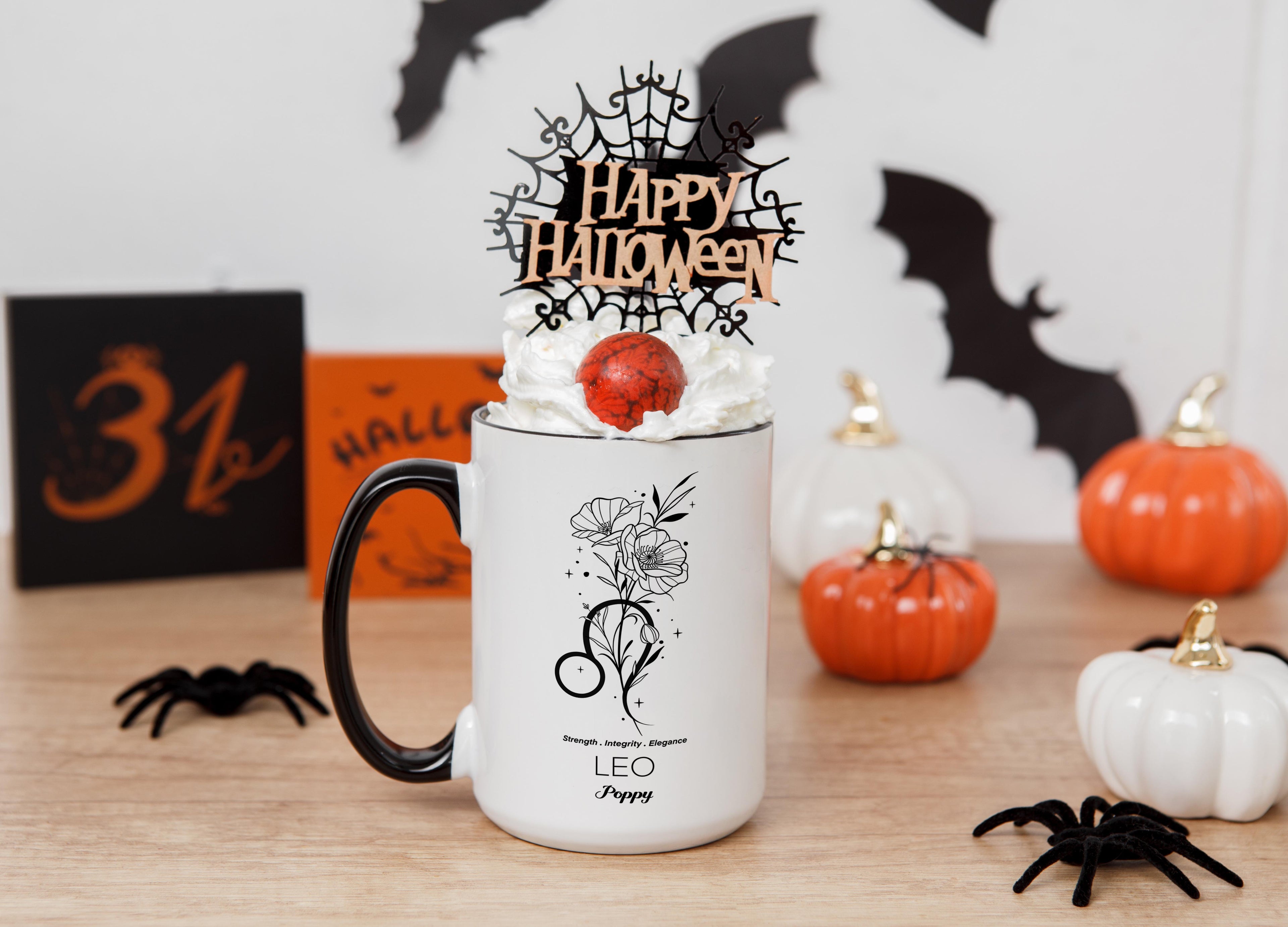 Zodiac Sign and Flower - Leo - Poppy - Birth Month Flower Mug