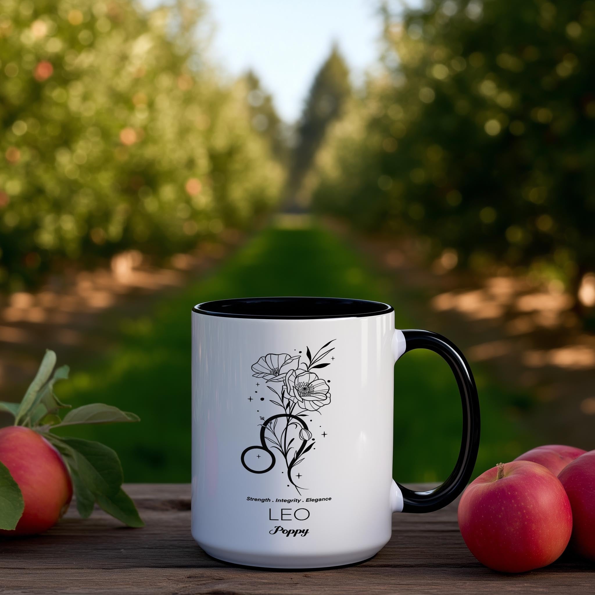 Zodiac Sign and Flower - Leo - Poppy - Birth Month Flower Mug