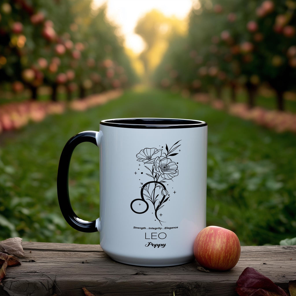 Zodiac Sign and Flower - Leo - Poppy - Birth Month Flower Mug