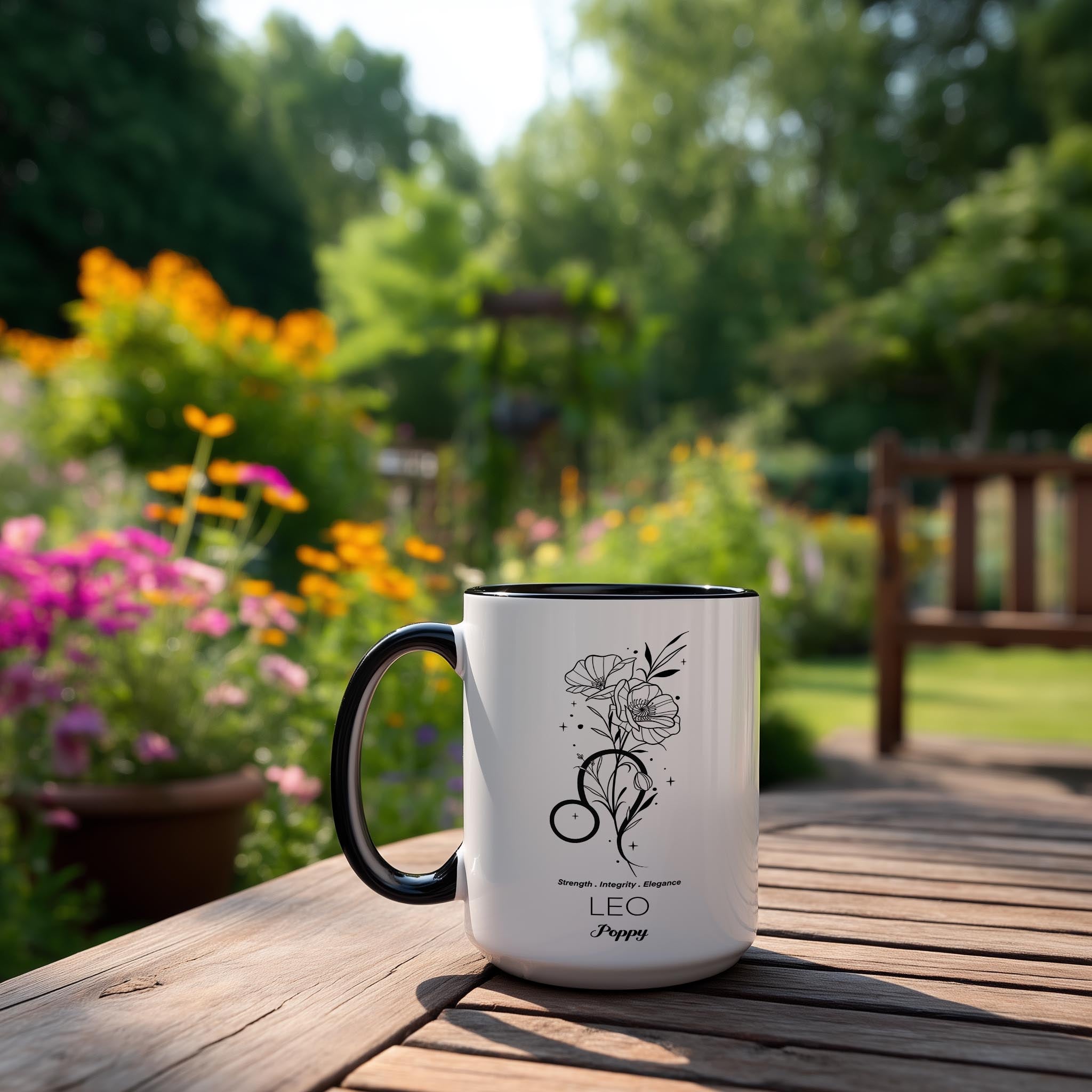 Zodiac Sign and Flower - Leo - Poppy - Birth Month Flower Mug