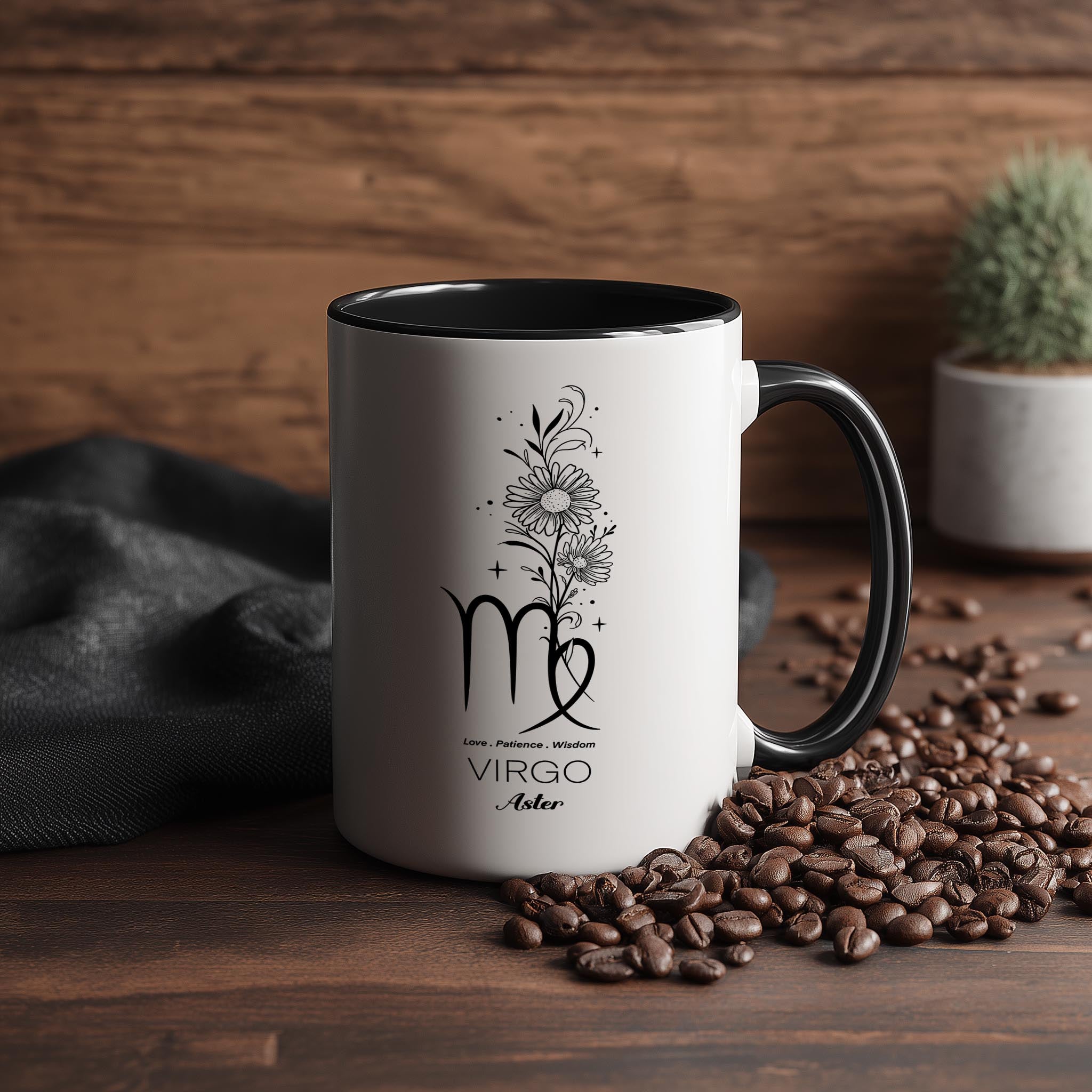 Zodiac Sign and Flower - Virgo - Aster - Birth Month Flower Mug