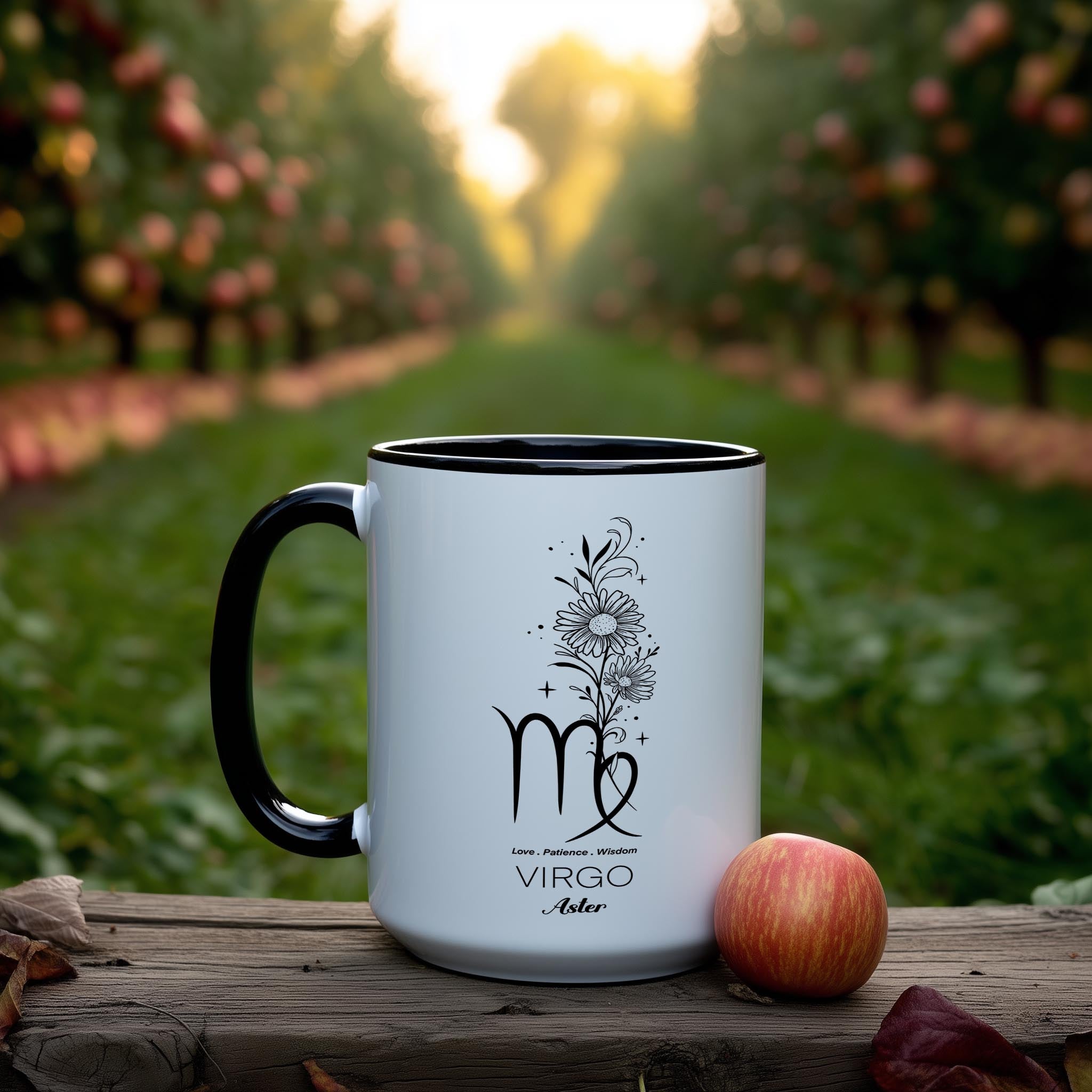 Zodiac Sign and Flower - Virgo - Aster - Birth Month Flower Mug