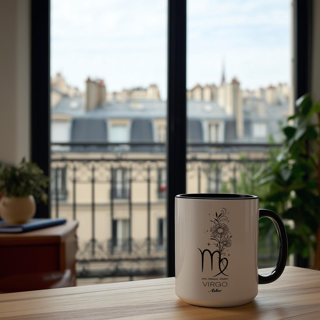 Zodiac Sign and Flower - Virgo - Aster - Birth Month Flower Mug