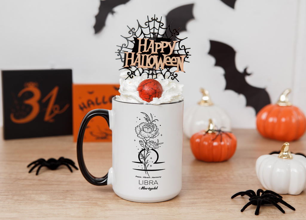 Zodiac Sign and Flower - Libra - Marrigold - Birth Month Flower Mug