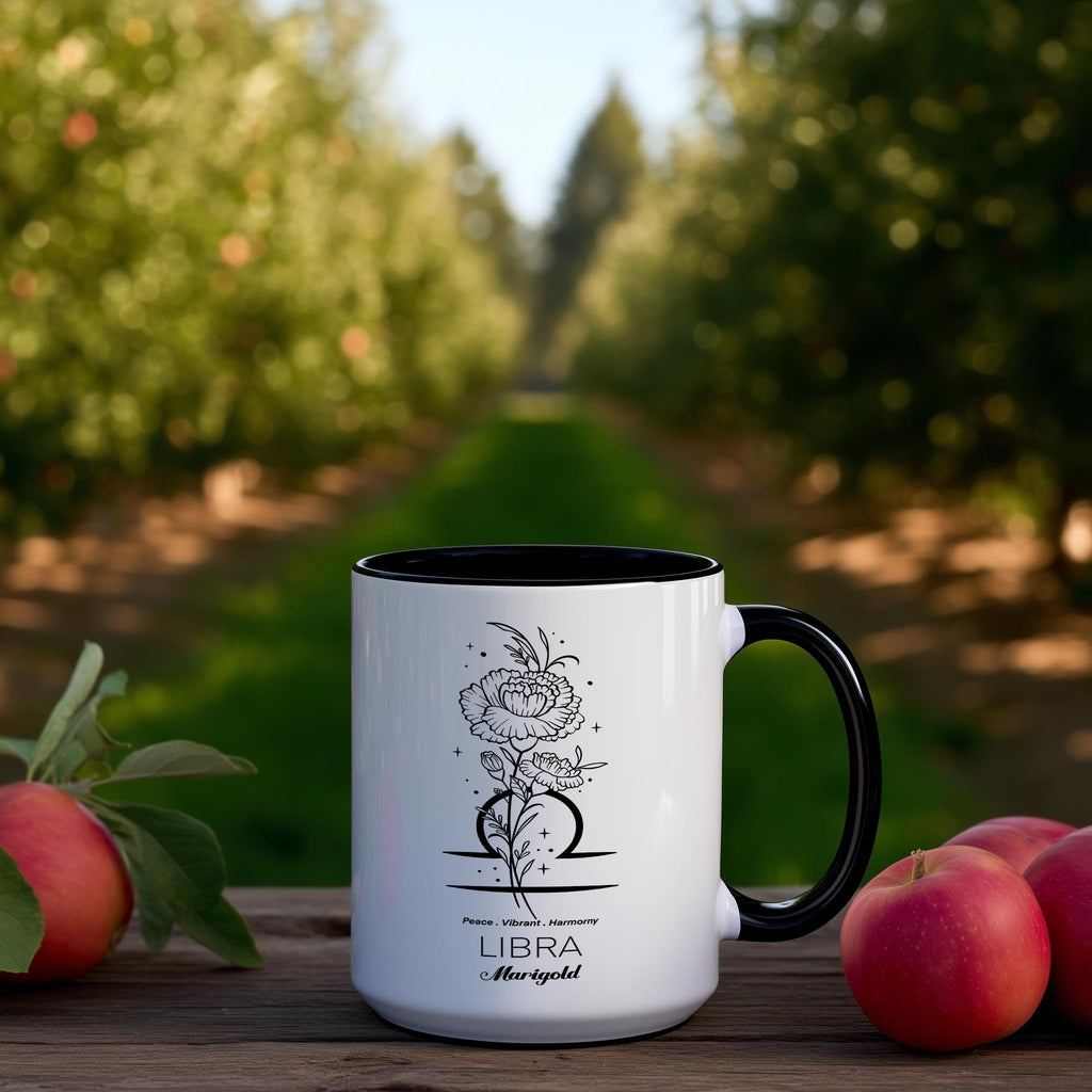 Zodiac Sign and Flower - Libra - Marrigold - Birth Month Flower Mug