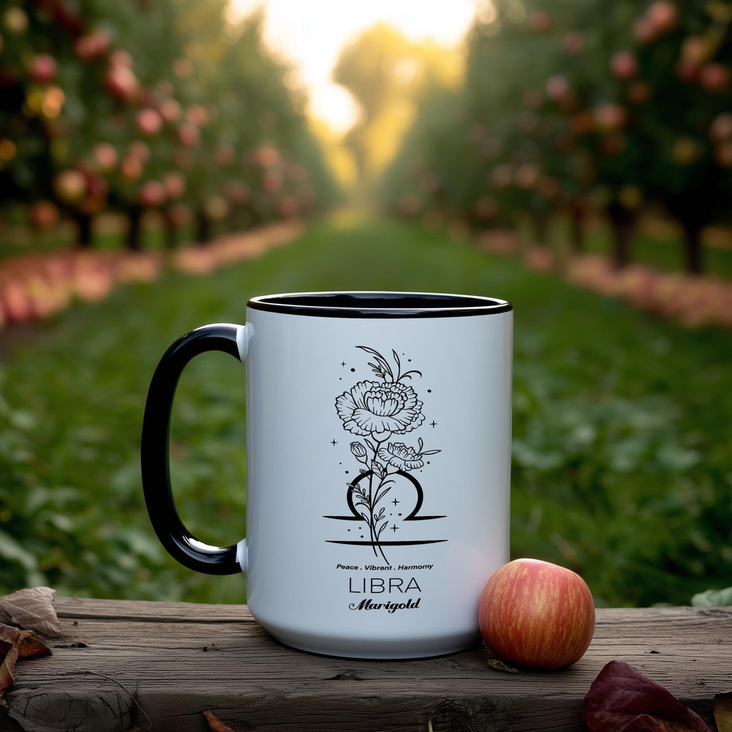 Zodiac Sign and Flower - Libra - Marrigold - Birth Month Flower Mug