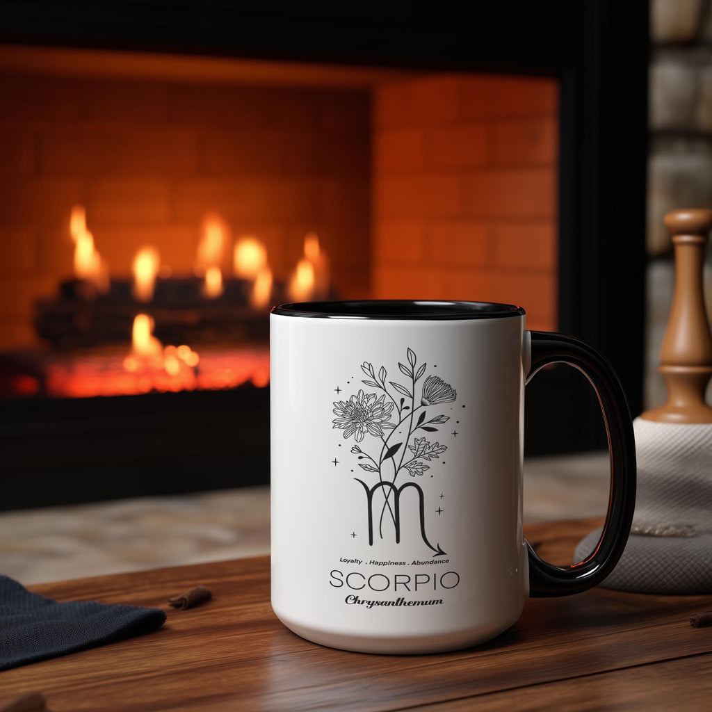 Zodiac Sign and Flower - Scorpio - Crysanthemum - Birth Month Flower Mug