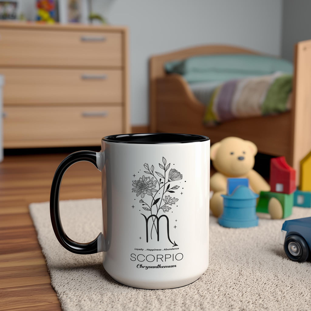 Zodiac Sign and Flower - Scorpio - Crysanthemum - Birth Month Flower Mug