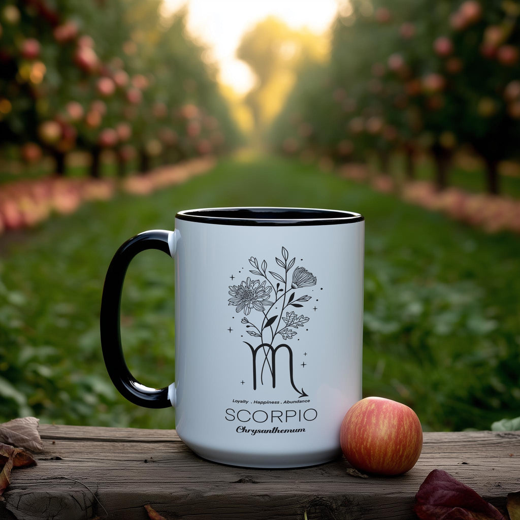 Zodiac Sign and Flower - Scorpio - Crysanthemum - Birth Month Flower Mug