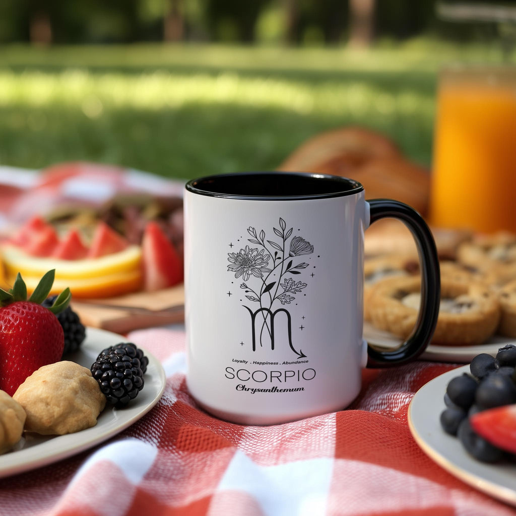 Zodiac Sign and Flower - Scorpio - Crysanthemum - Birth Month Flower Mug