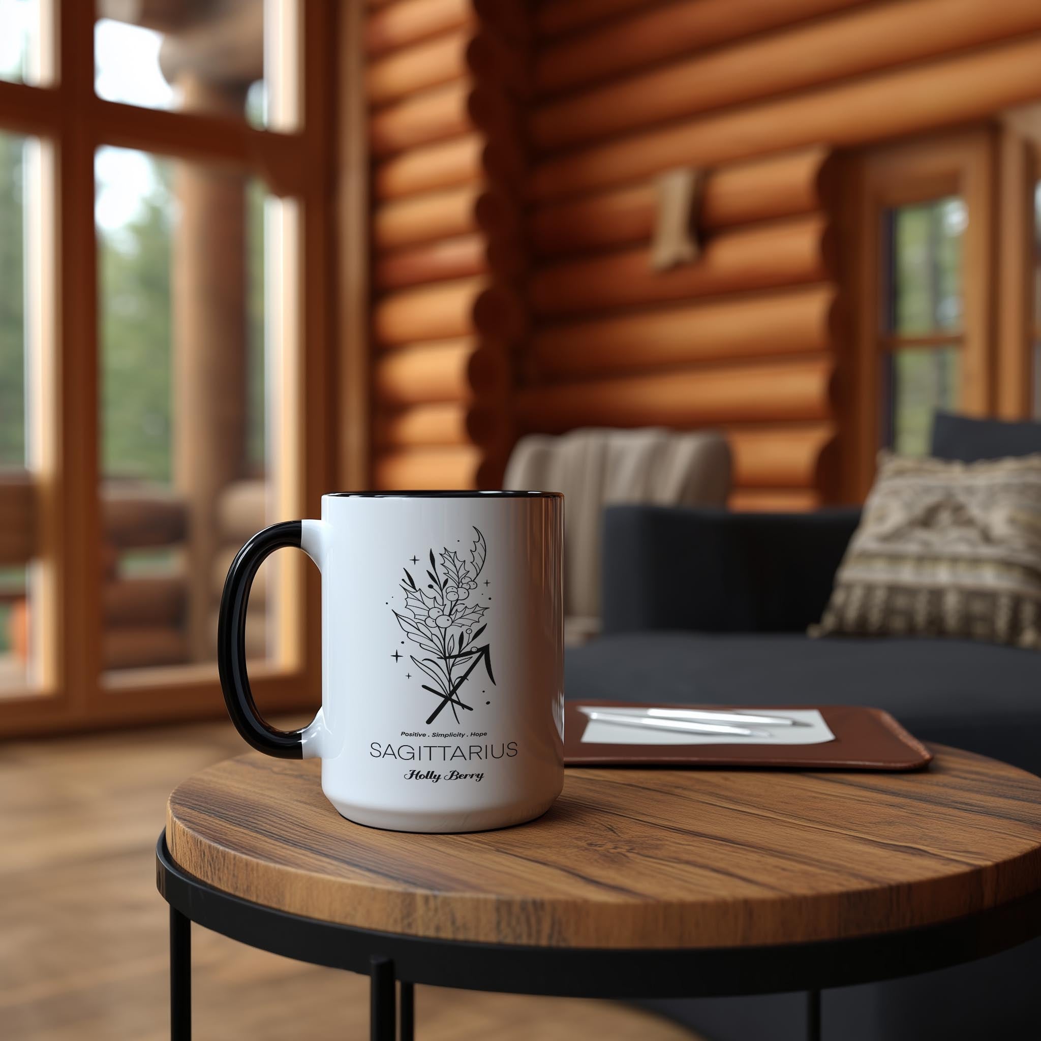 Zodiac Sign and Flower - Sagittarius - Holly Berry - Birth Month Flower Mug