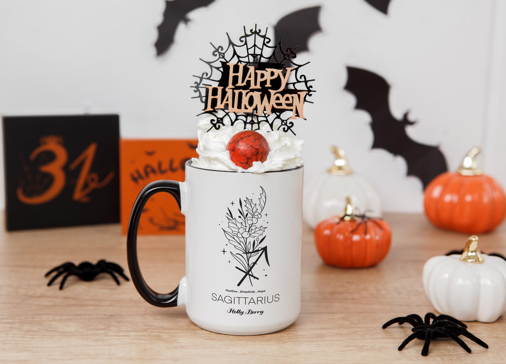 Zodiac Sign and Flower - Sagittarius - Holly Berry - Birth Month Flower Mug