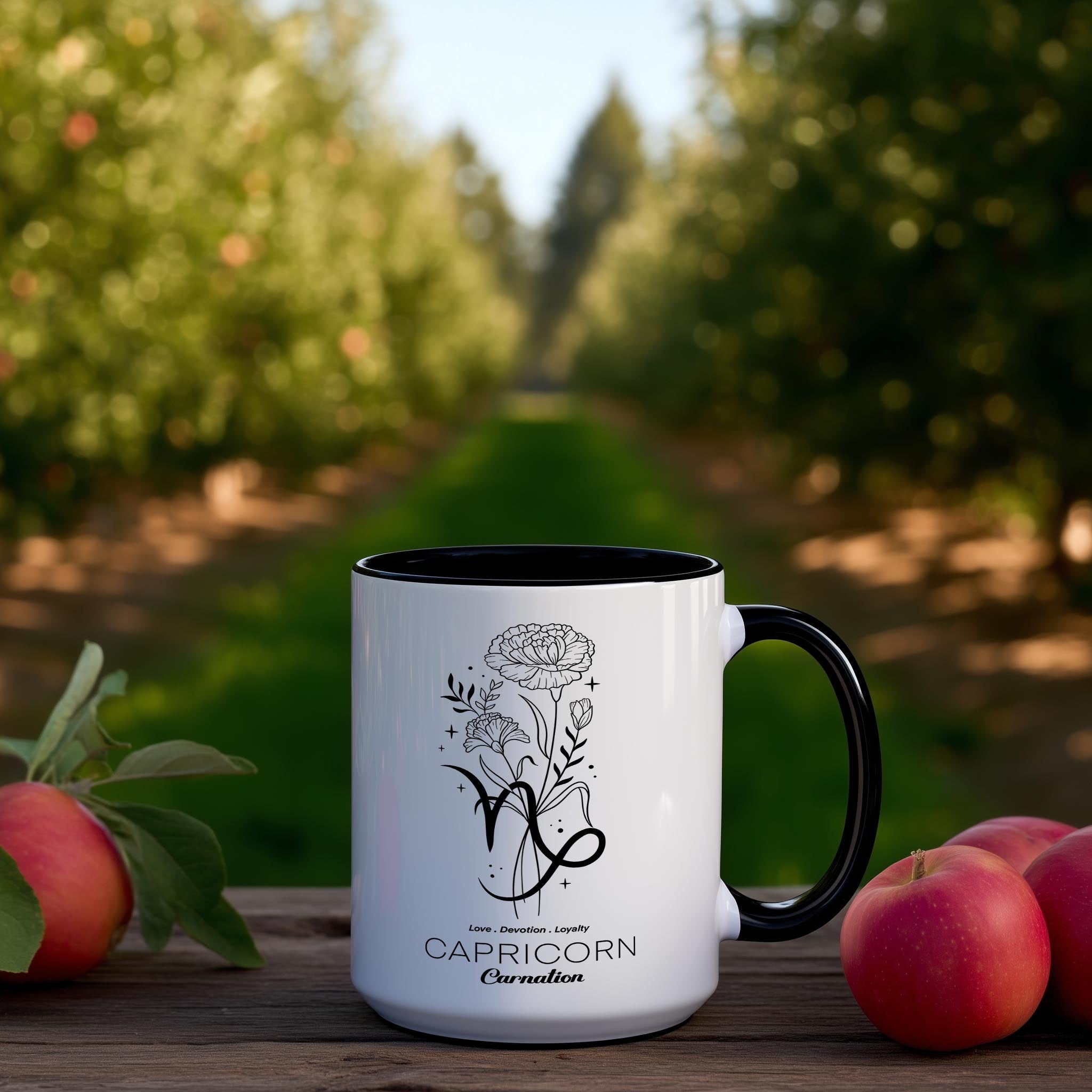 Zodiac Sign and Flower - Capricorn - Carnation - Birth Month Flower Mug