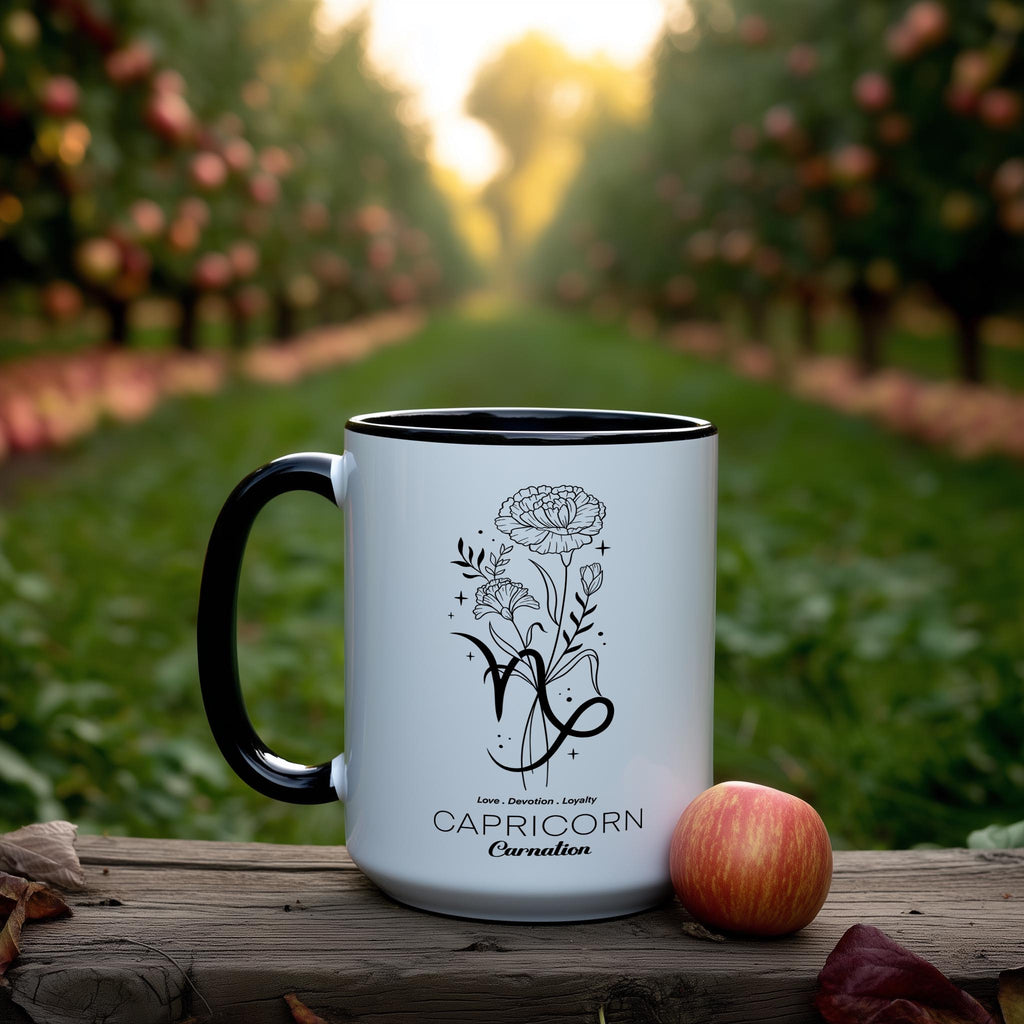 Zodiac Sign and Flower - Capricorn - Carnation - Birth Month Flower Mug