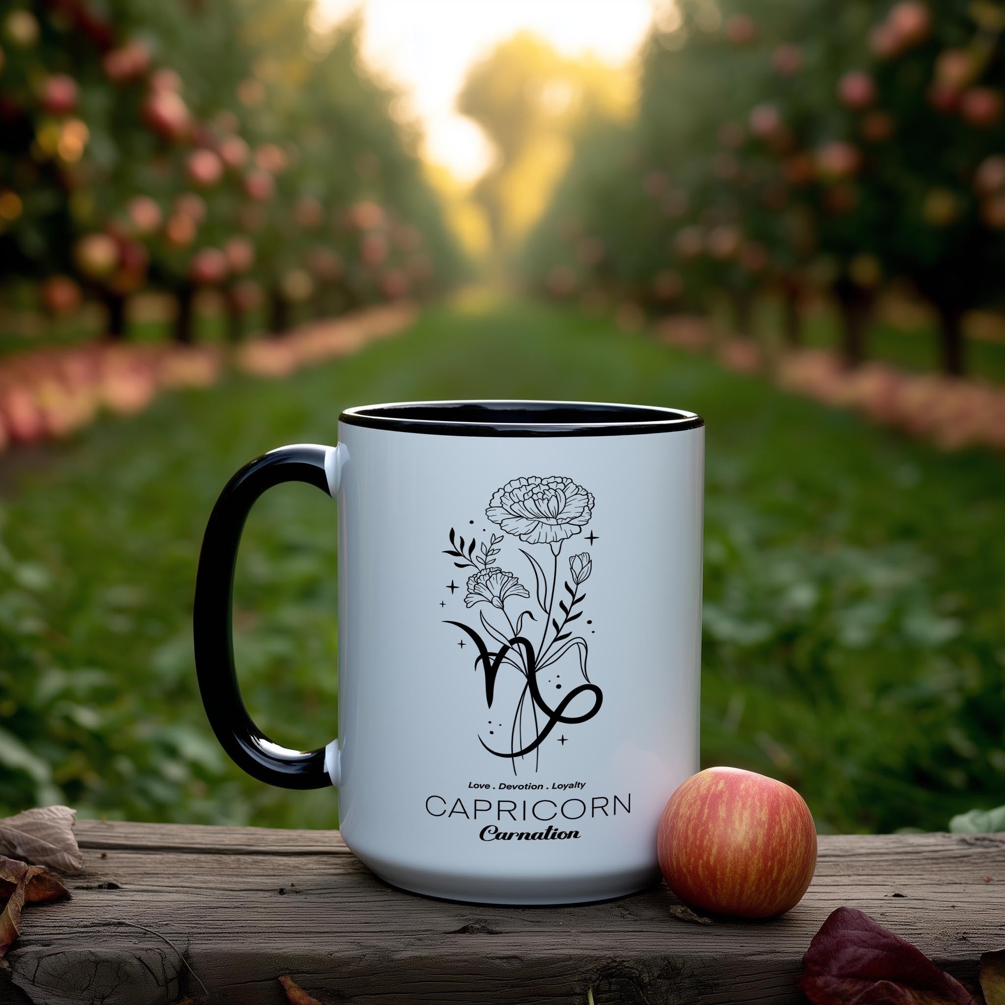 Zodiac Sign and Flower - Capricorn - Carnation - Birth Month Flower Mug