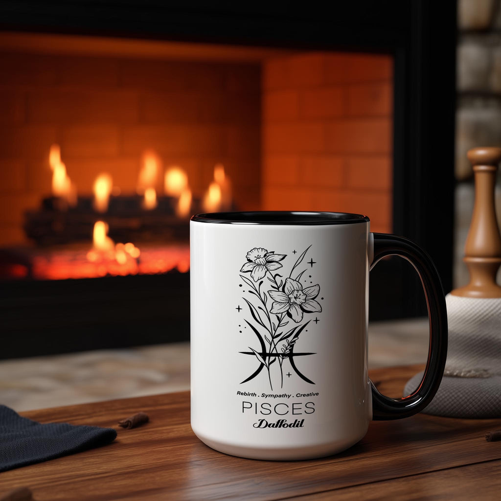 Zodiac Sign and Flower - Pisces - Daffodil - Birth Month Flower Mug