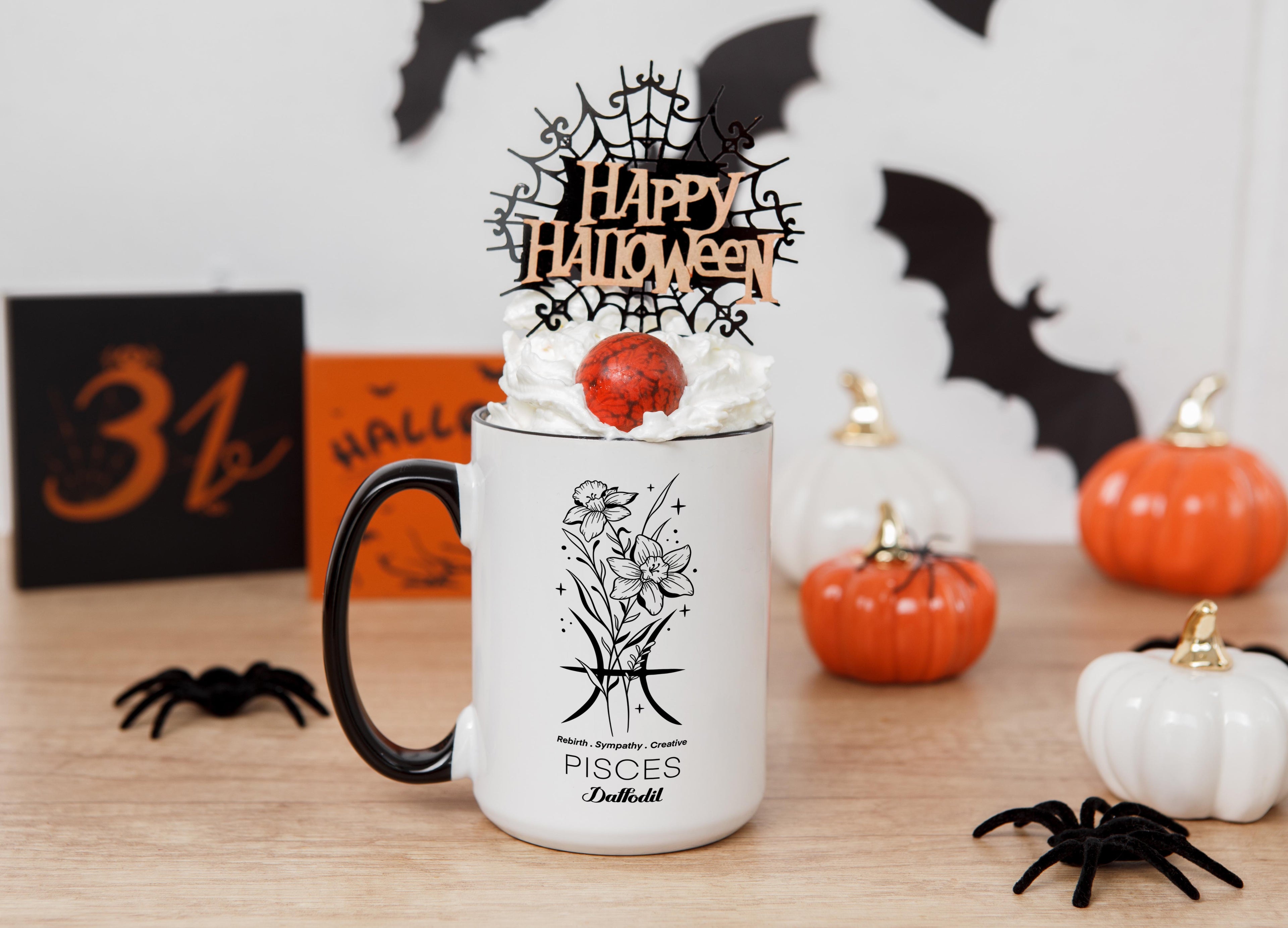 Zodiac Sign and Flower - Pisces - Daffodil - Birth Month Flower Mug