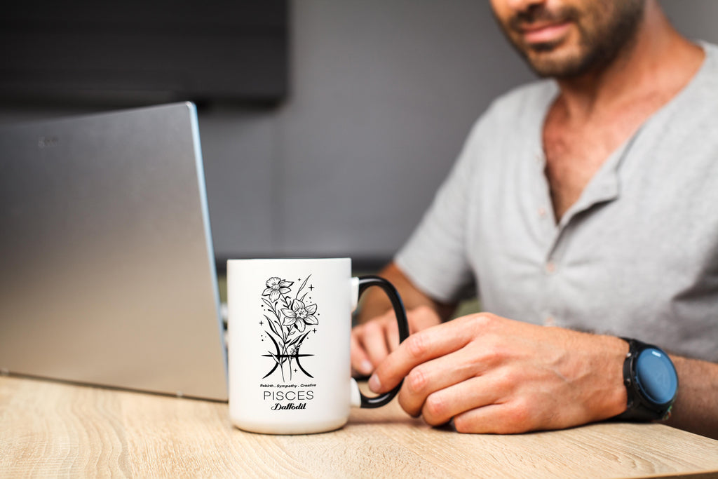 Zodiac Sign and Flower - Pisces - Daffodil - Birth Month Flower Mug