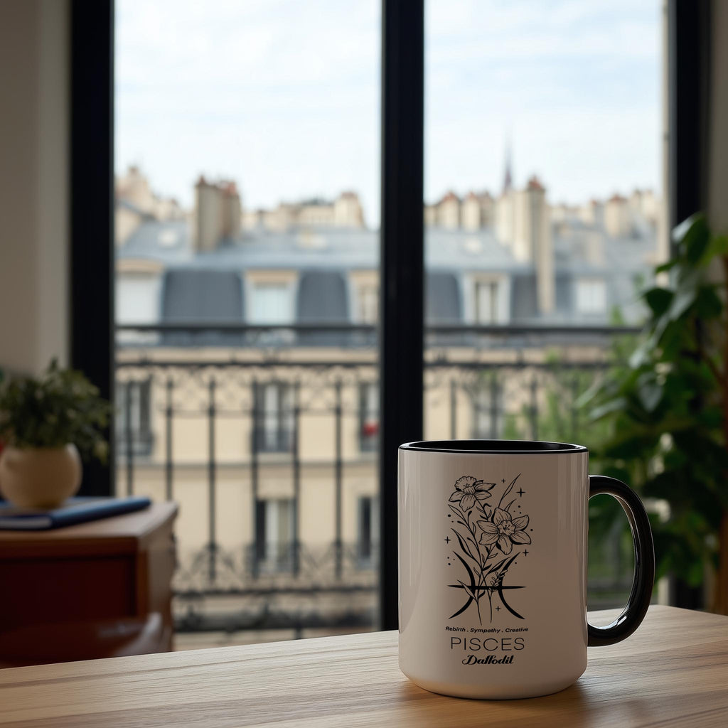 Zodiac Sign and Flower - Pisces - Daffodil - Birth Month Flower Mug