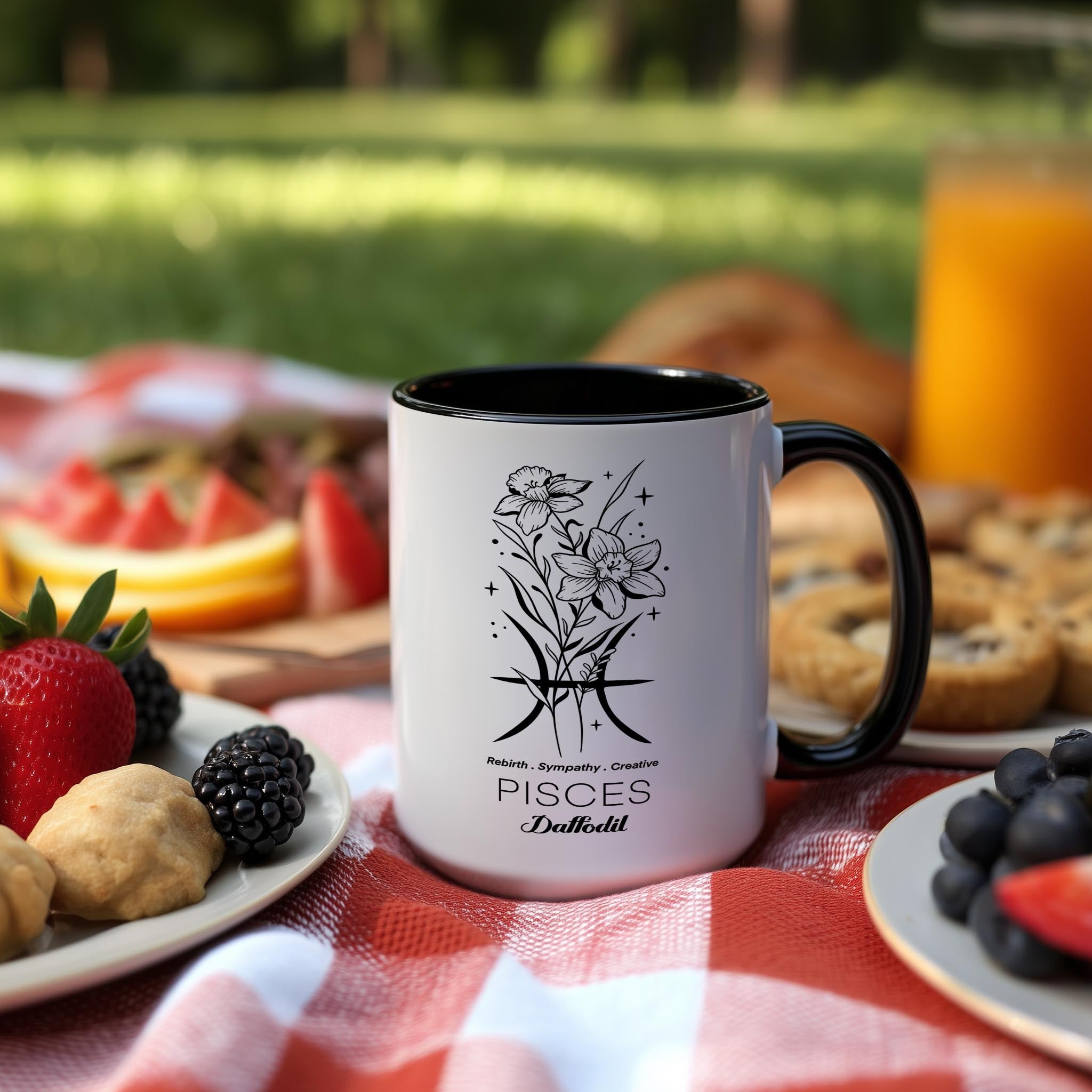 Zodiac Sign and Flower - Pisces - Daffodil - Birth Month Flower Mug