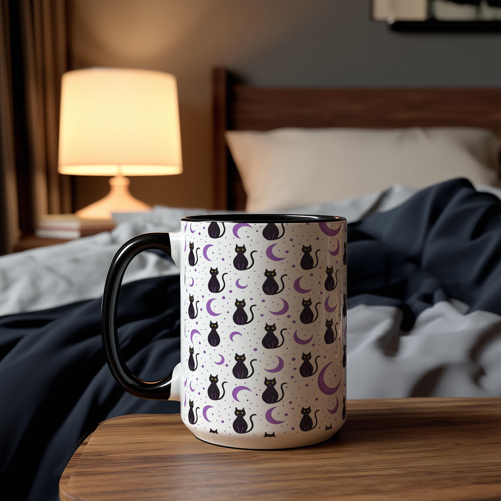 Black Cats and Purple Moons - Halloween Mugs