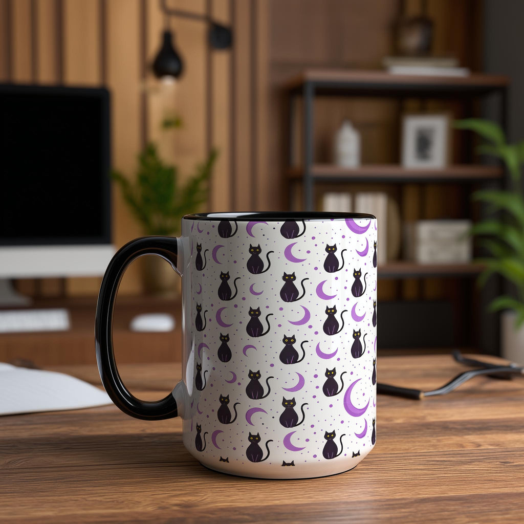 Black Cats and Purple Moons - Halloween Mugs