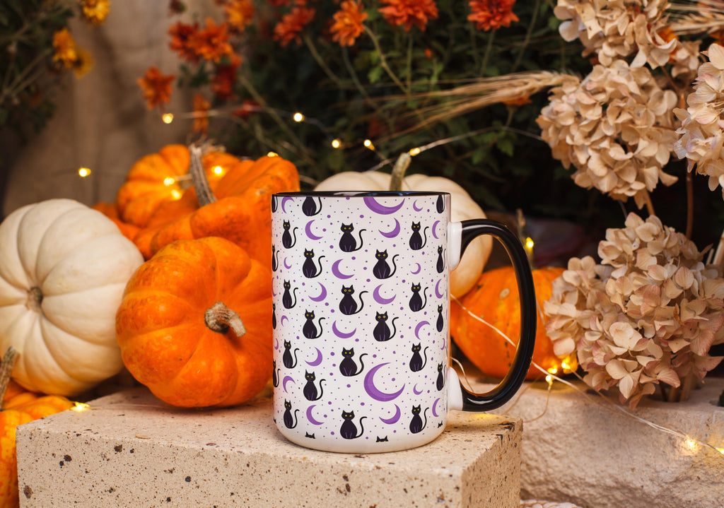 Black Cats and Purple Moons - Halloween Mugs