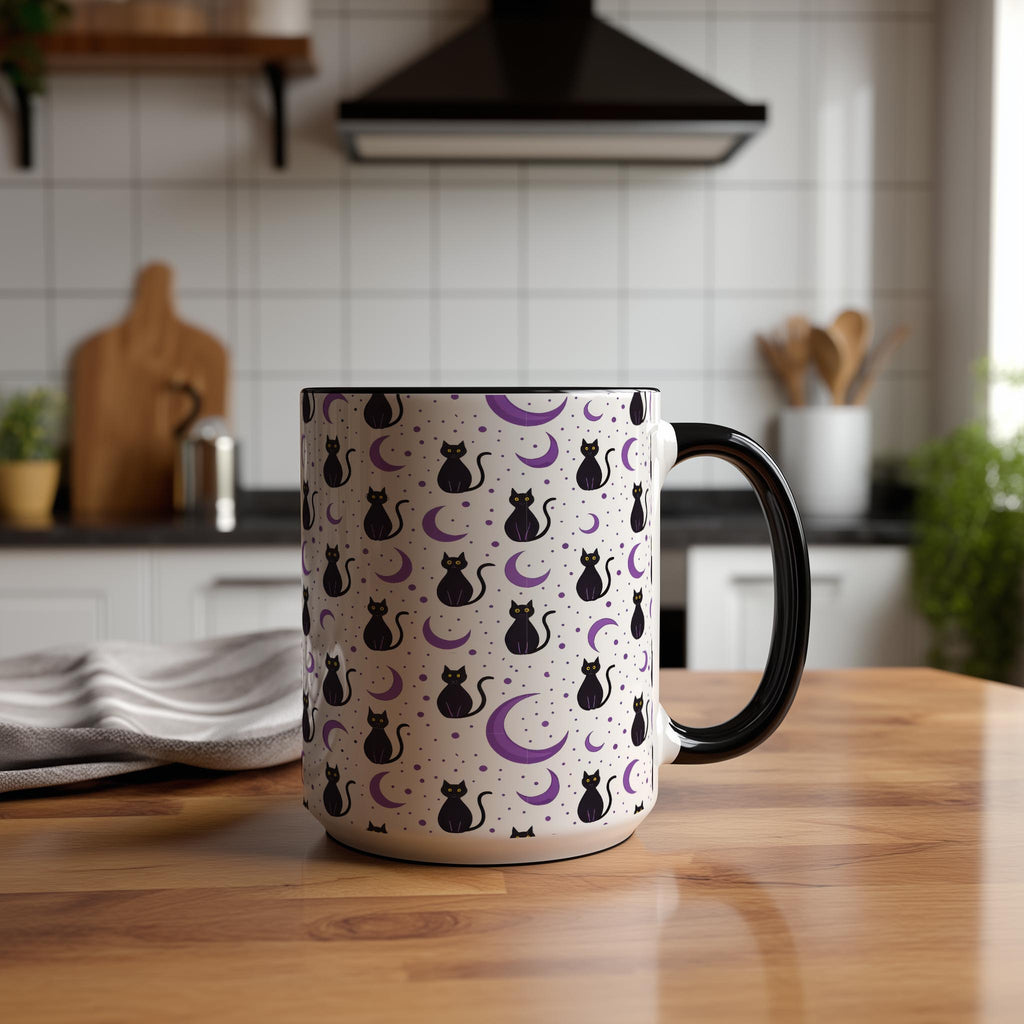 Black Cats and Purple Moons - Halloween Mugs