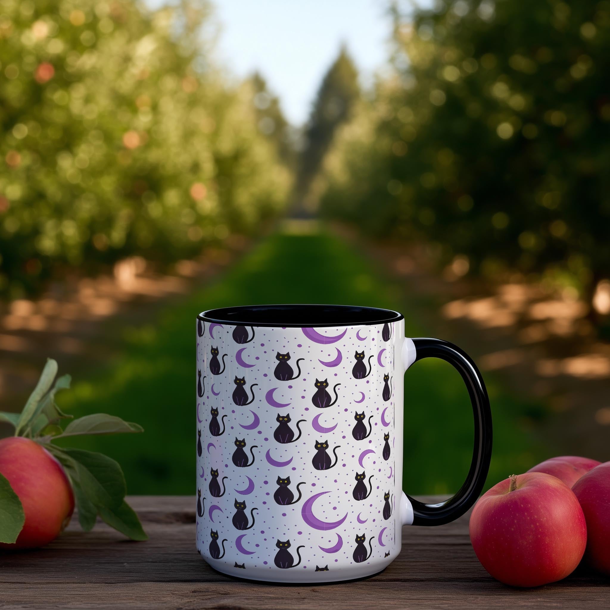 Black Cats and Purple Moons - Halloween Mugs